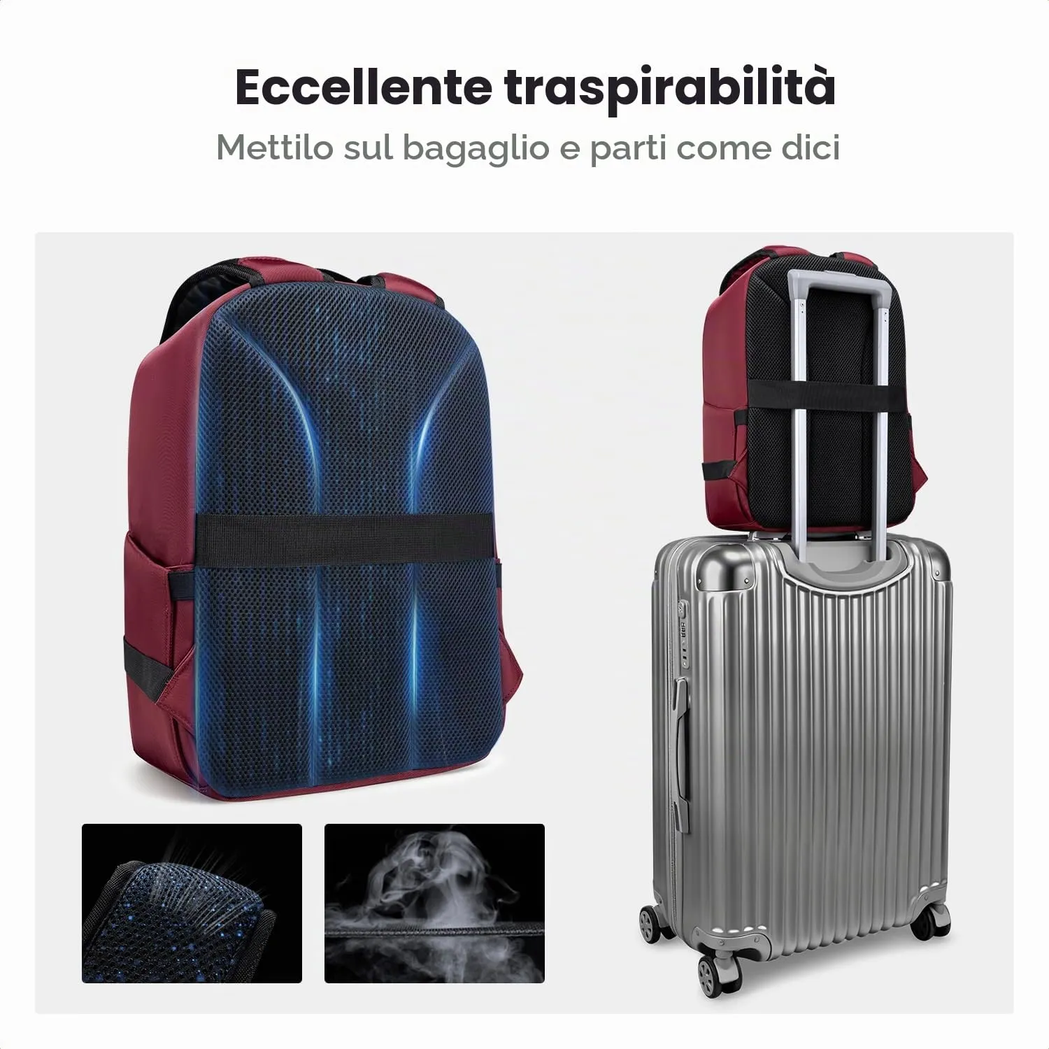 K&F Concept Zaino Fotografico Compatto 13L con Parapioggia, Rosso - immagine 7