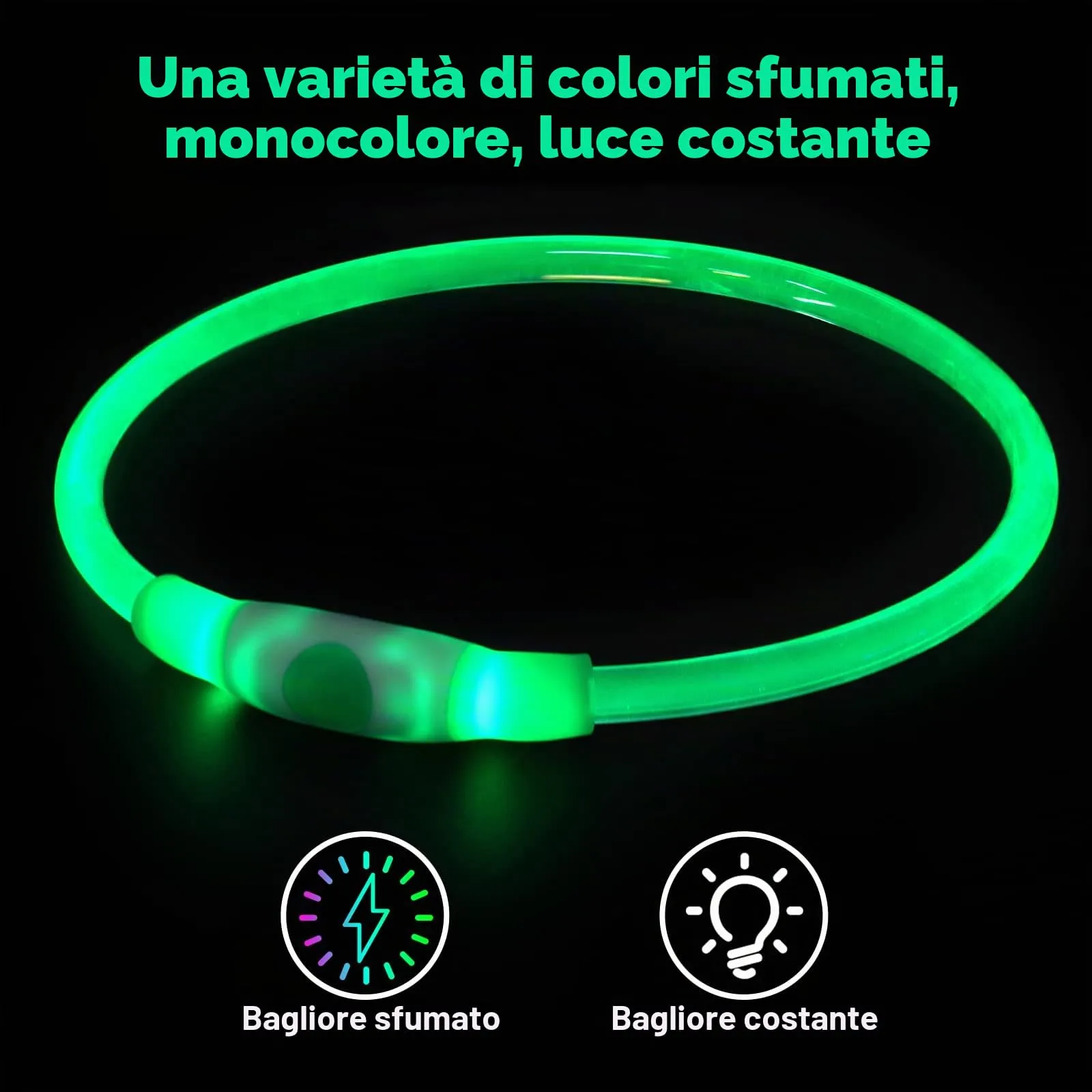 AUAUY Collare Luminoso per Cani LED Ricaricabile USB Regolabile Multicolore - immagine 5