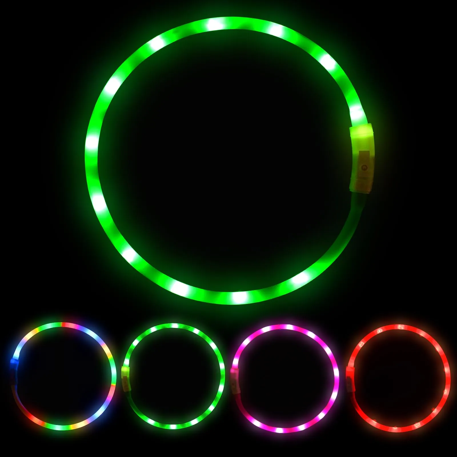 AUAUY Collare Luminoso per Cani LED Ricaricabile USB, Regolabile, Verde - immagine 8