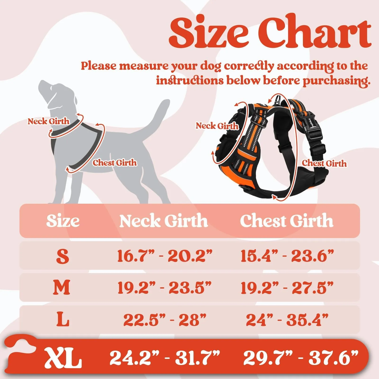 rabbitgoo Pettorina Cane Antifuga ad H con Maniglia e Bande Riflettenti, Arancio, XL - immagine 2