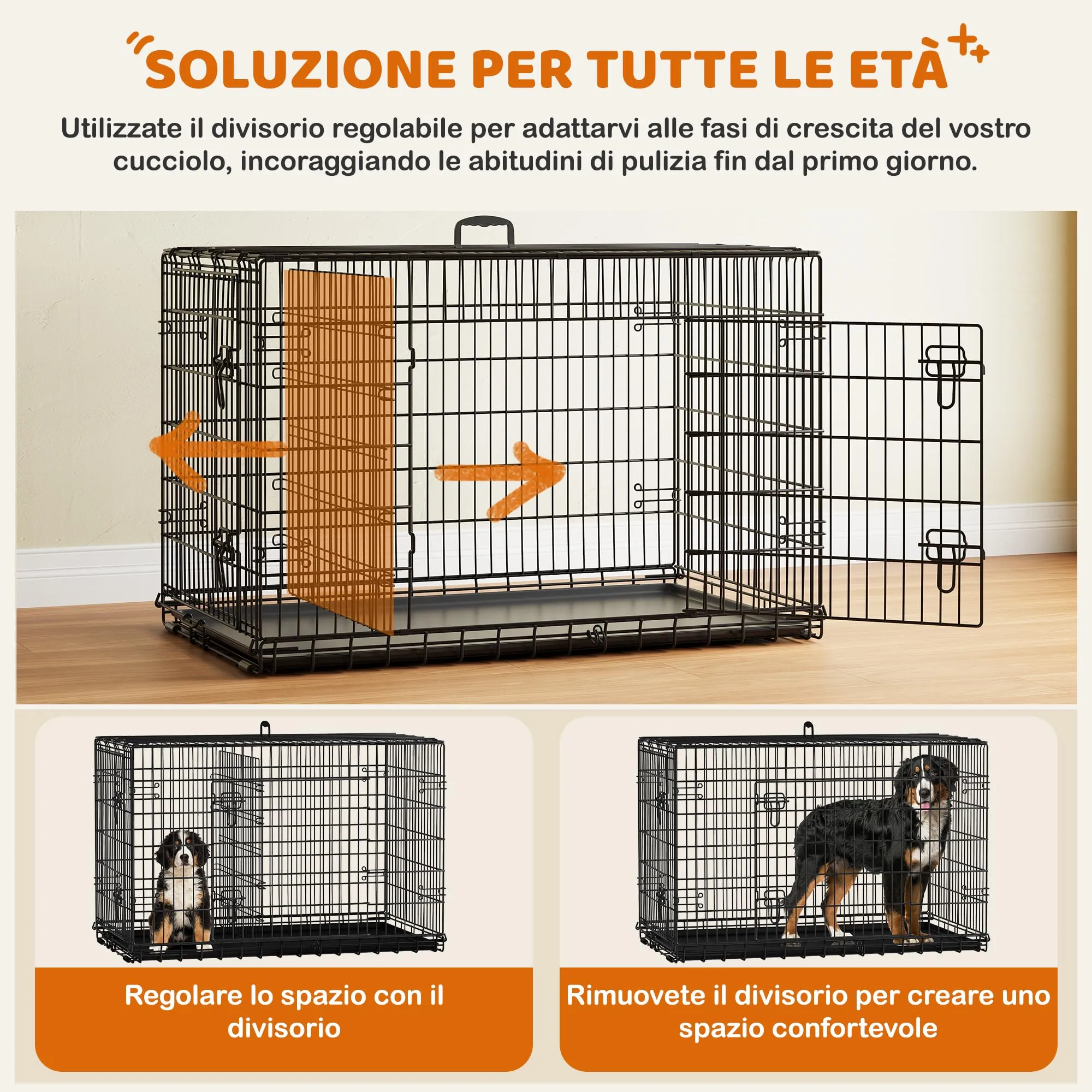 Yaheetech Gabbia Metallo per Cani Pieghevole 122 x 71 x 78 cm Nero - immagine 4