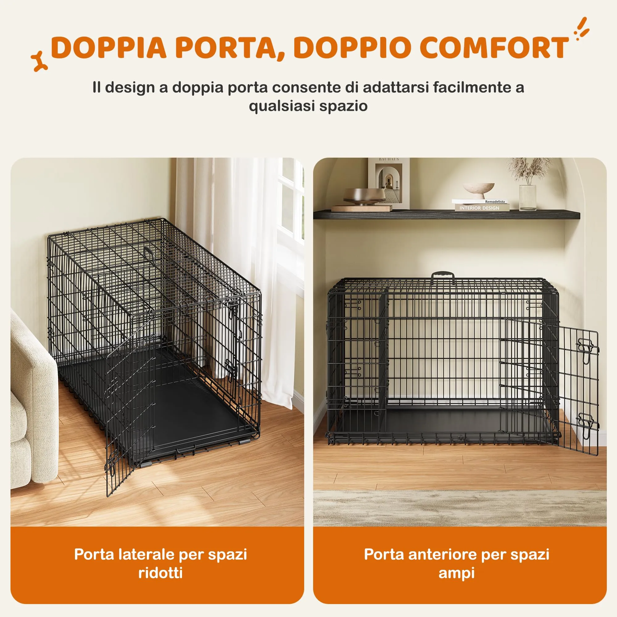 Yaheetech Gabbia Metallo per Cani Pieghevole 122 x 71 x 78 cm Nero - immagine 5
