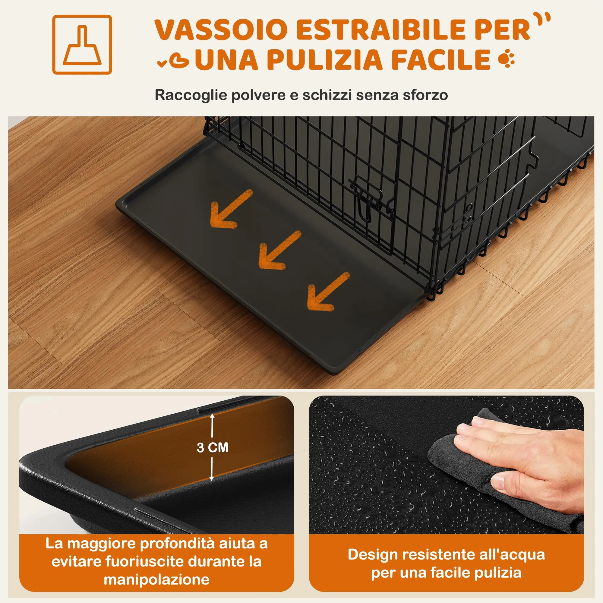 Yaheetech Gabbia Metallo per Cani Pieghevole 122 x 71 x 78 cm Nero - immagine 6