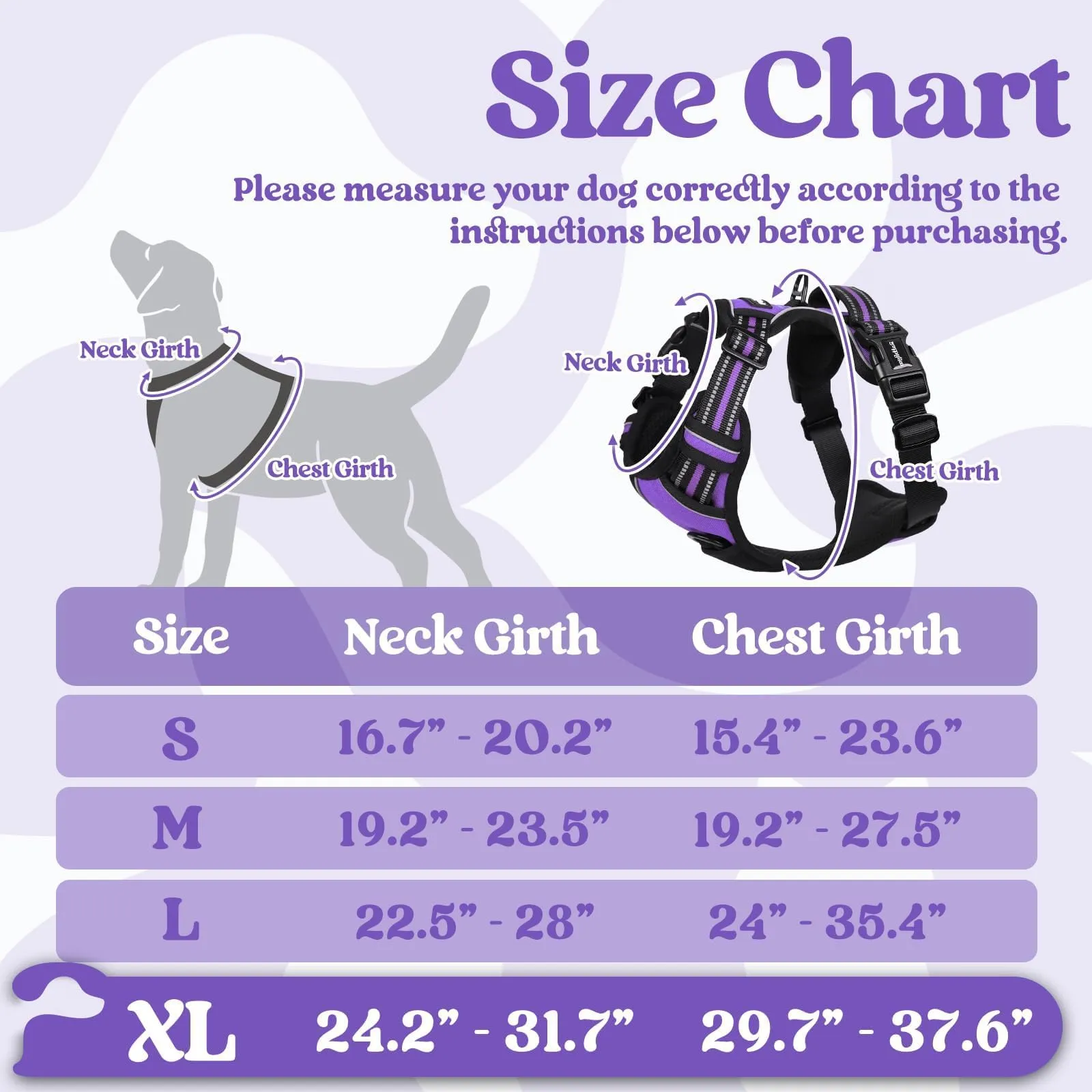 rabbitgoo Pettorina Cane Antifuga ad H con Maniglia e Bande Riflettenti, Viola, XL - immagine 2