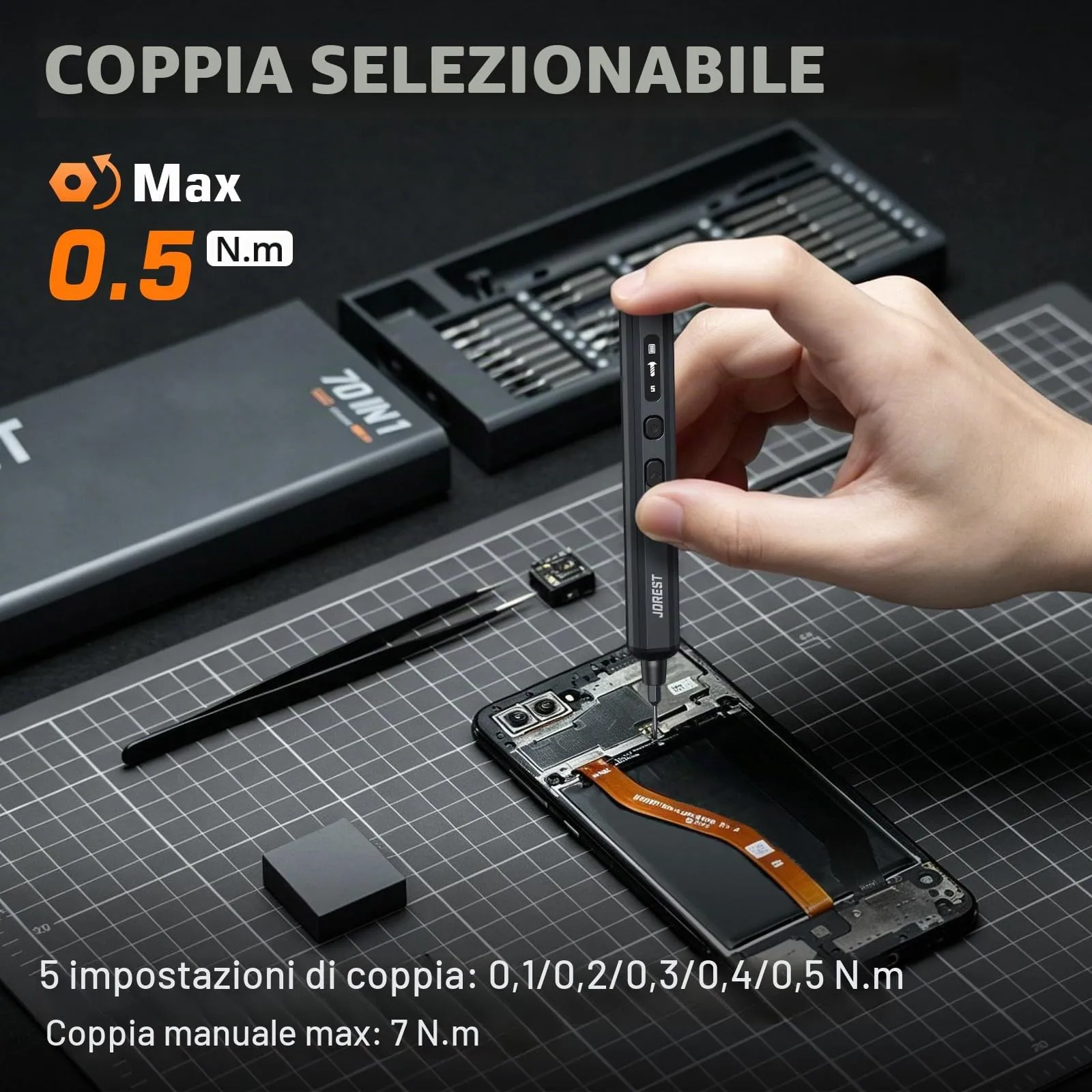 Jorest Set di mini avvitatori elettrici di precisione 70 in 1 - immagine 2