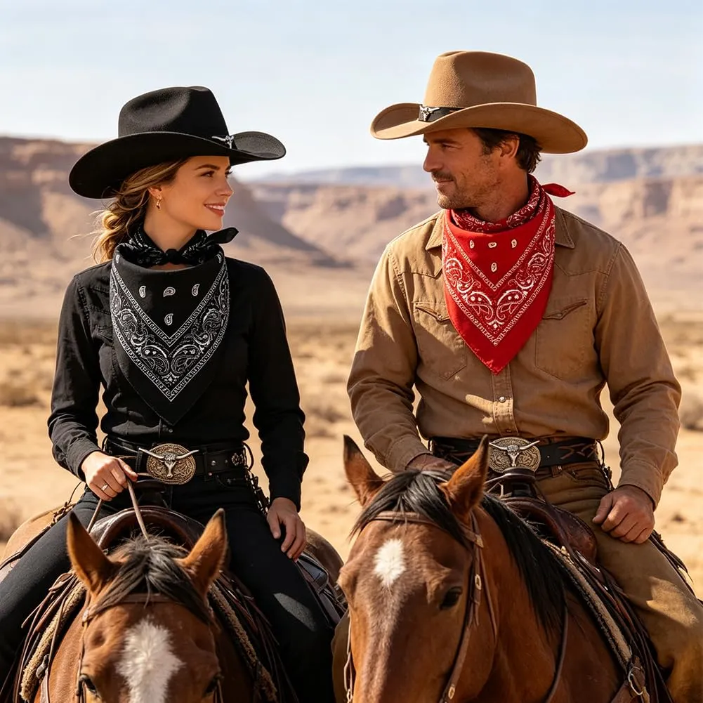WFKKMEQ Costume da Cowboy Kit Accessori con Cappello, Bandana e Distintivo per Cosplay e Carnevale - immagine 7