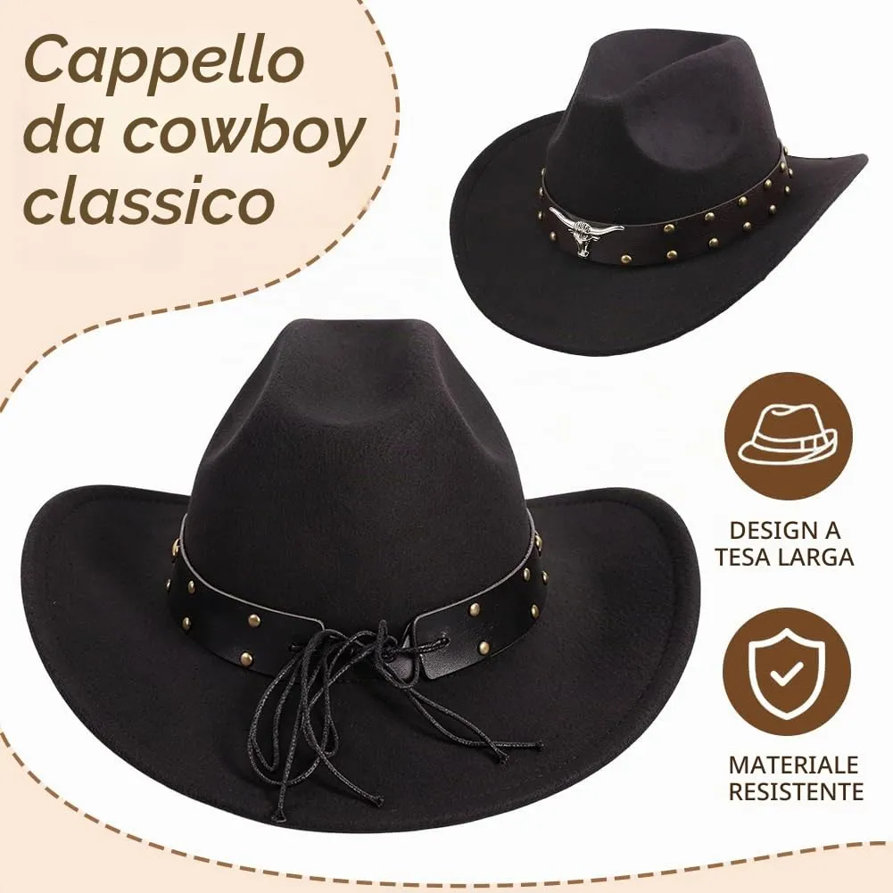 WFKKMEQ Costume da Cowboy, Kit 7 Pezzi con Cappello, Cintura, Fondina, Collana, Bandana e Distintivo - immagine 5