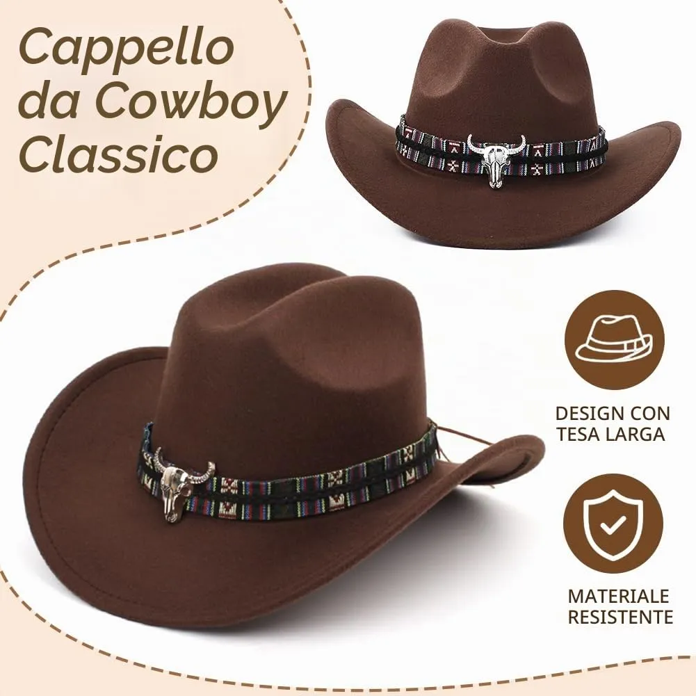 WFKKMEQ Costume da Cowboy, Kit 7 Pezzi con Cappello, Bandana, Cintura, Fondina, Collana e Distintivo - immagine 5