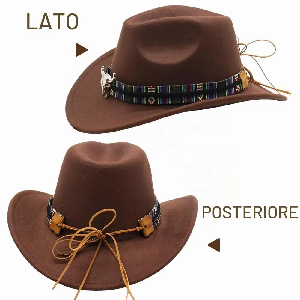 WFKKMEQ Costume da Cowboy, Kit 7 Pezzi con Cappello, Bandana, Cintura, Fondina, Collana e Distintivo - immagine 6