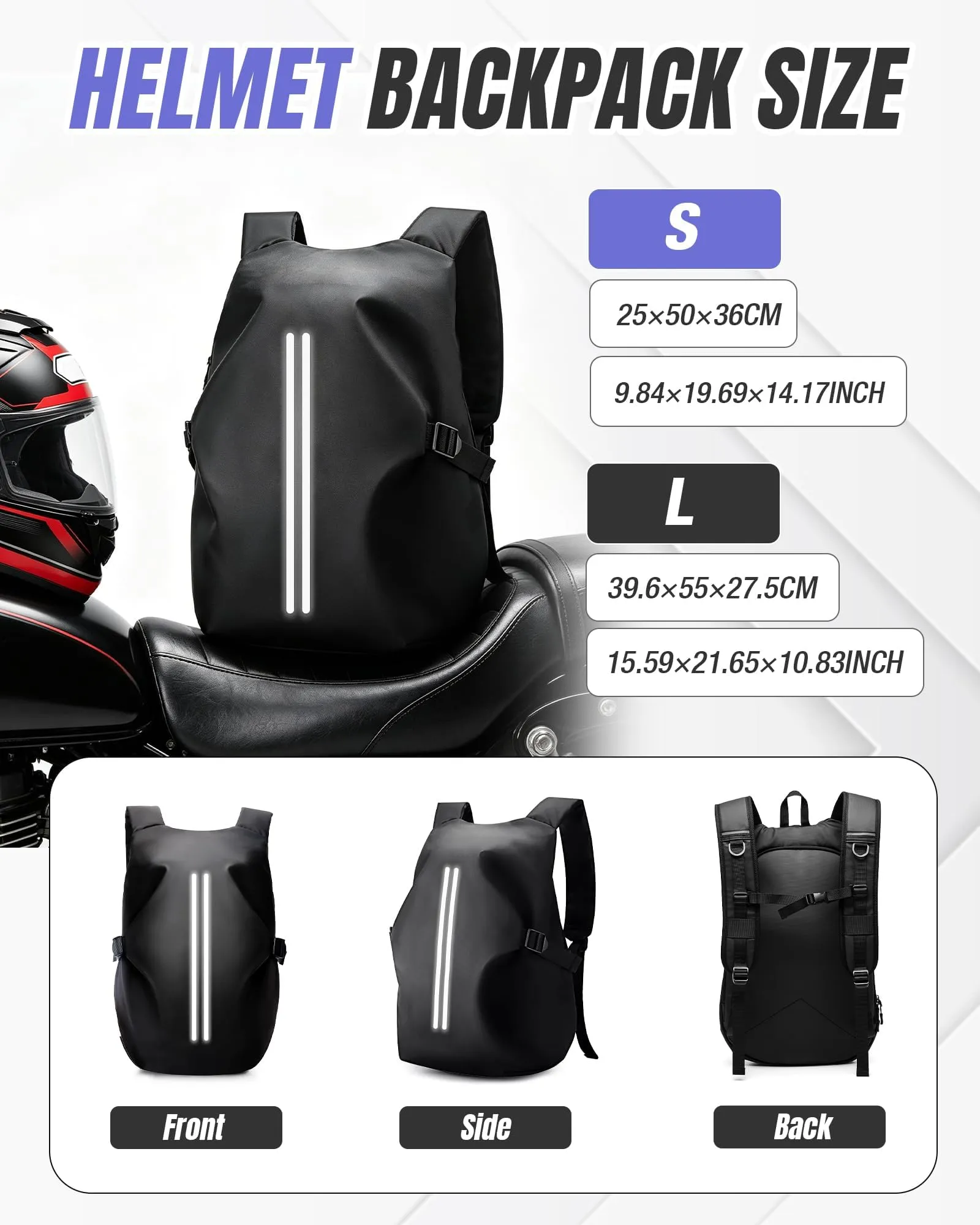 HYC00 Zaino Moto Impermeabile Riflettente per Casco Uomo Donna - immagine 2