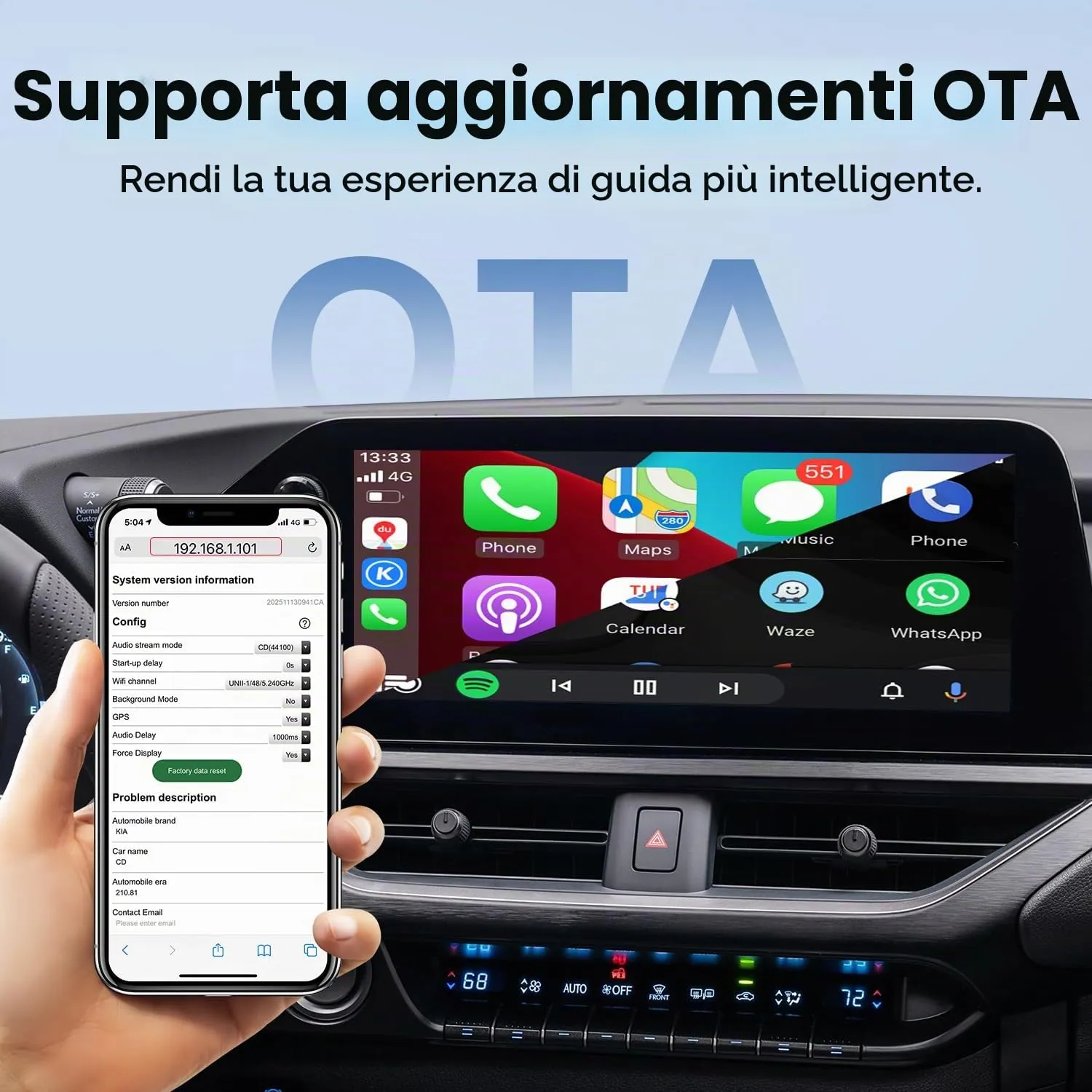 MMB CP-Ultra 2026 Adattatore Wireless CarPlay e Android Auto 2 in 1, Wi-Fi 6, Bluetooth 5.4, Arancione - immagine 6