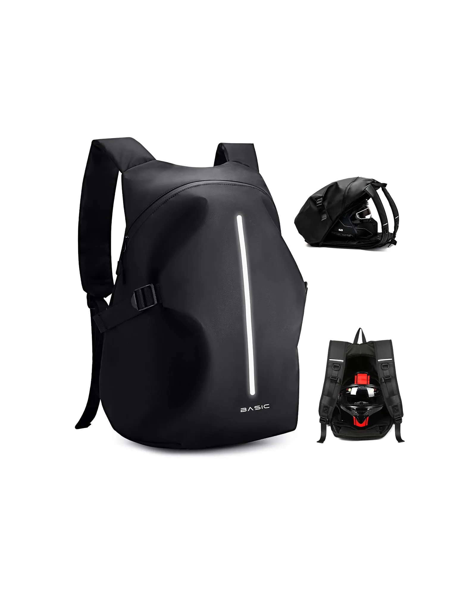 HYC00 Zaino Moto Impermeabile Riflettente per Casco, Nero - immagine 1