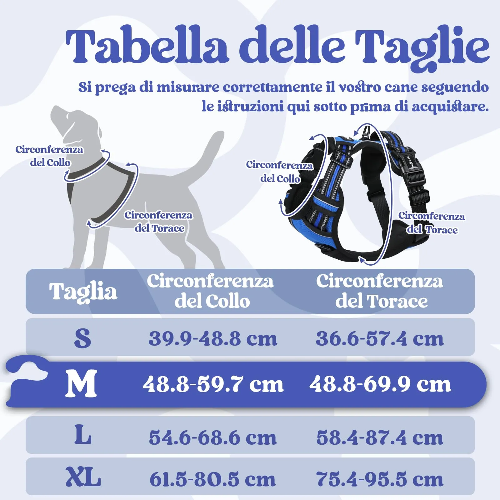 rabbitgoo Pettorina Cane ad H Antifuga con Maniglia e Bande Riflettenti, Blu, M - immagine 2