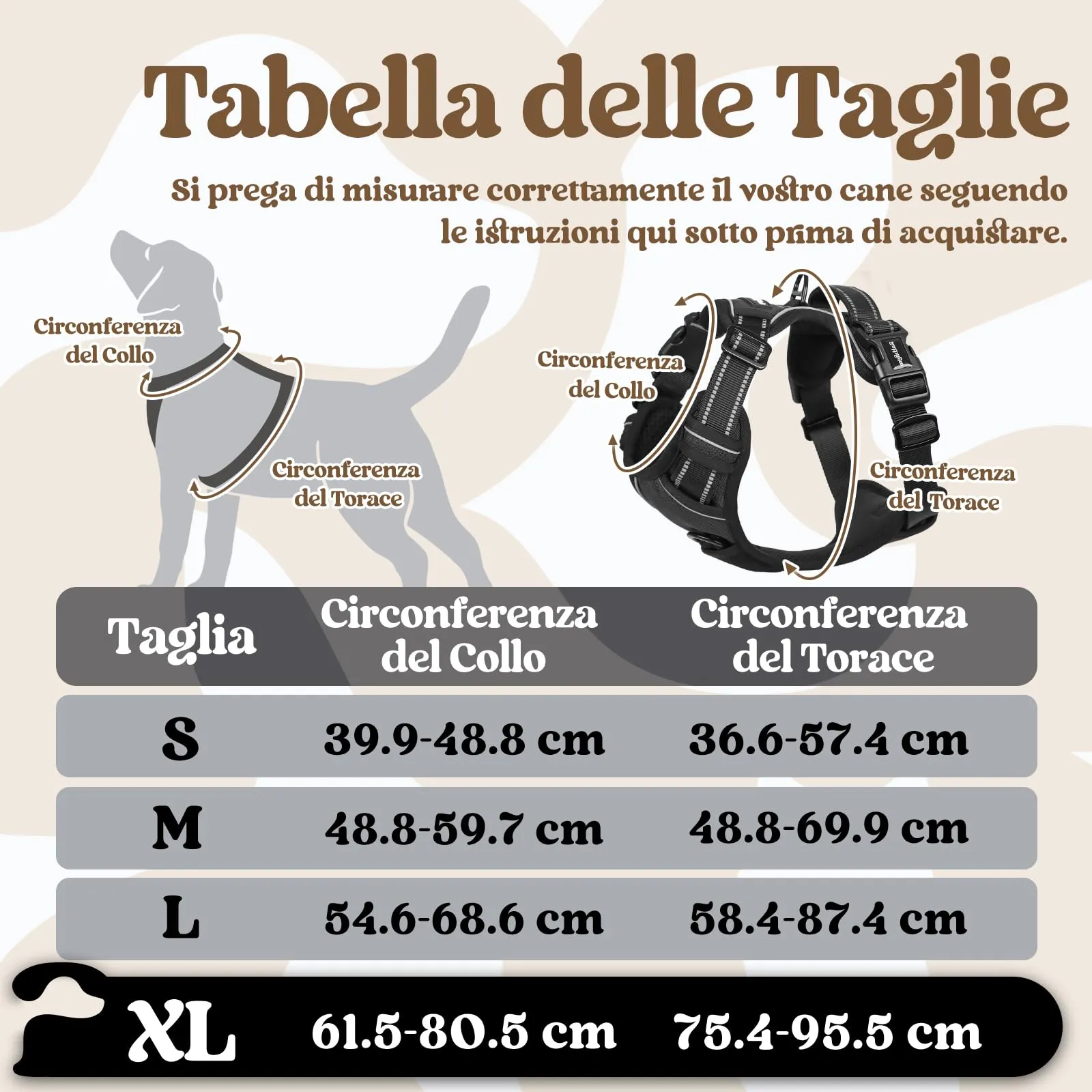 rabbitgoo Pettorina Cane ad H Antifuga con Maniglia e Bande Riflettenti, Nera, XL - immagine 2