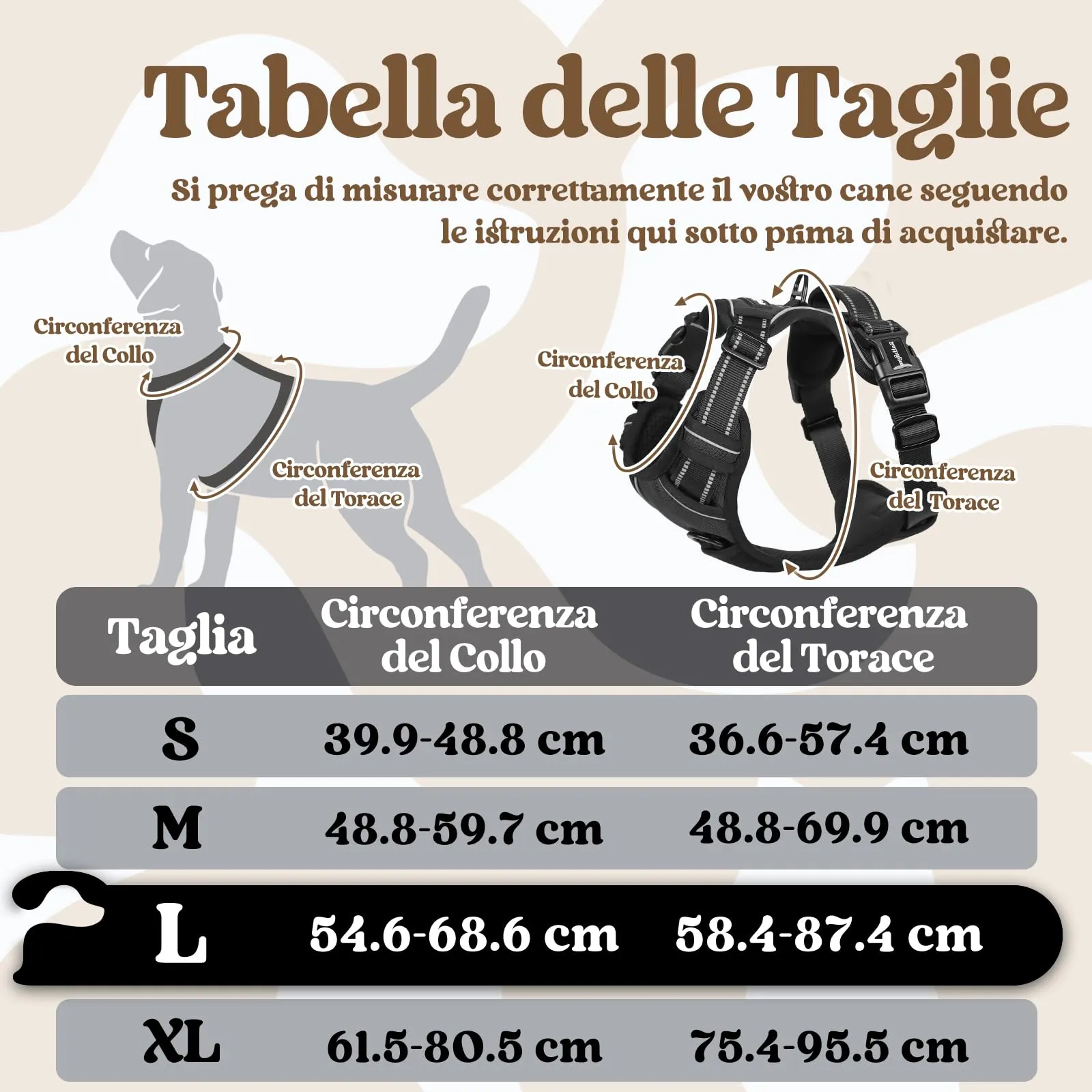rabbitgoo Pettorina Cane Antifuga ad H con Maniglia Rinforzata e Bande Riflettenti, Nera, L - immagine 2