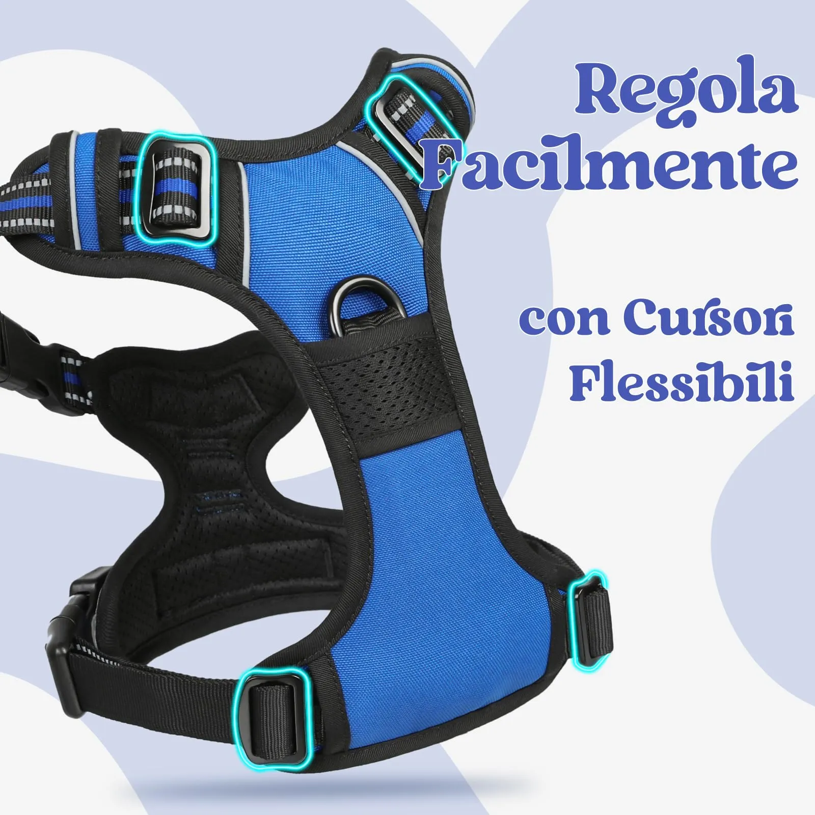 rabbitgoo Pettorina Cane ad H Antifuga, Taglia S, Blu - immagine 4