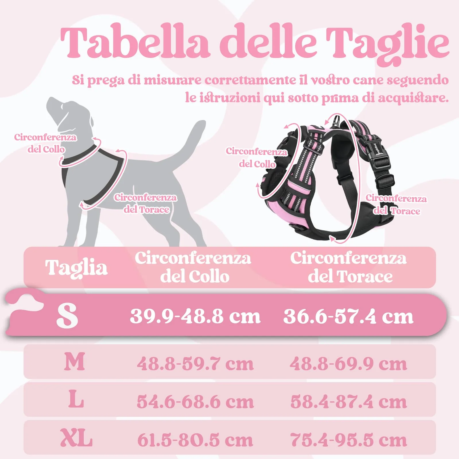 rabbitgoo Pettorina Cane ad H Antifuga con Maniglia e Bande Riflettenti, Rosa, S - immagine 2