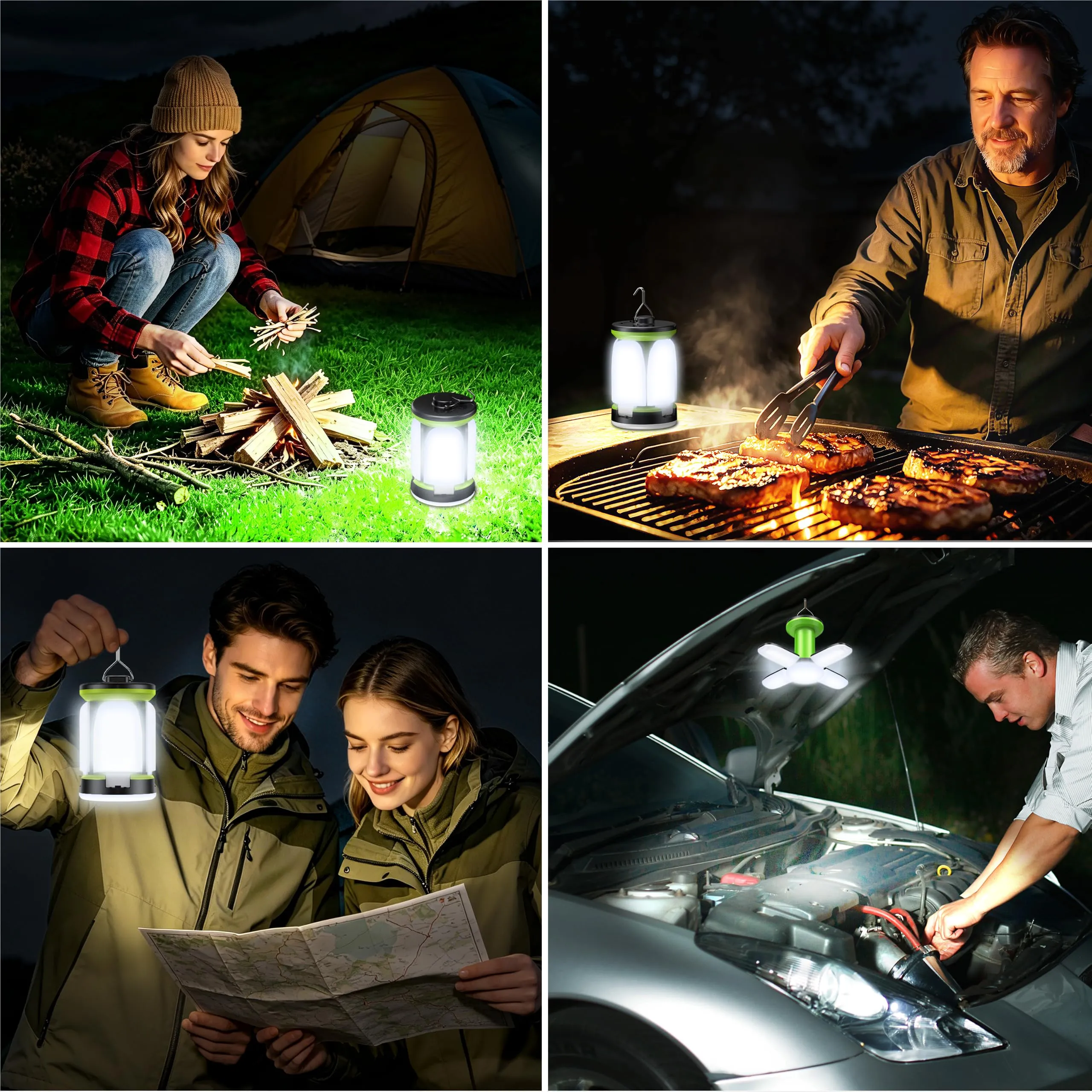 Blukar Lampada Campeggio Ricaricabile 60 LED Verde K9107 - immagine 7