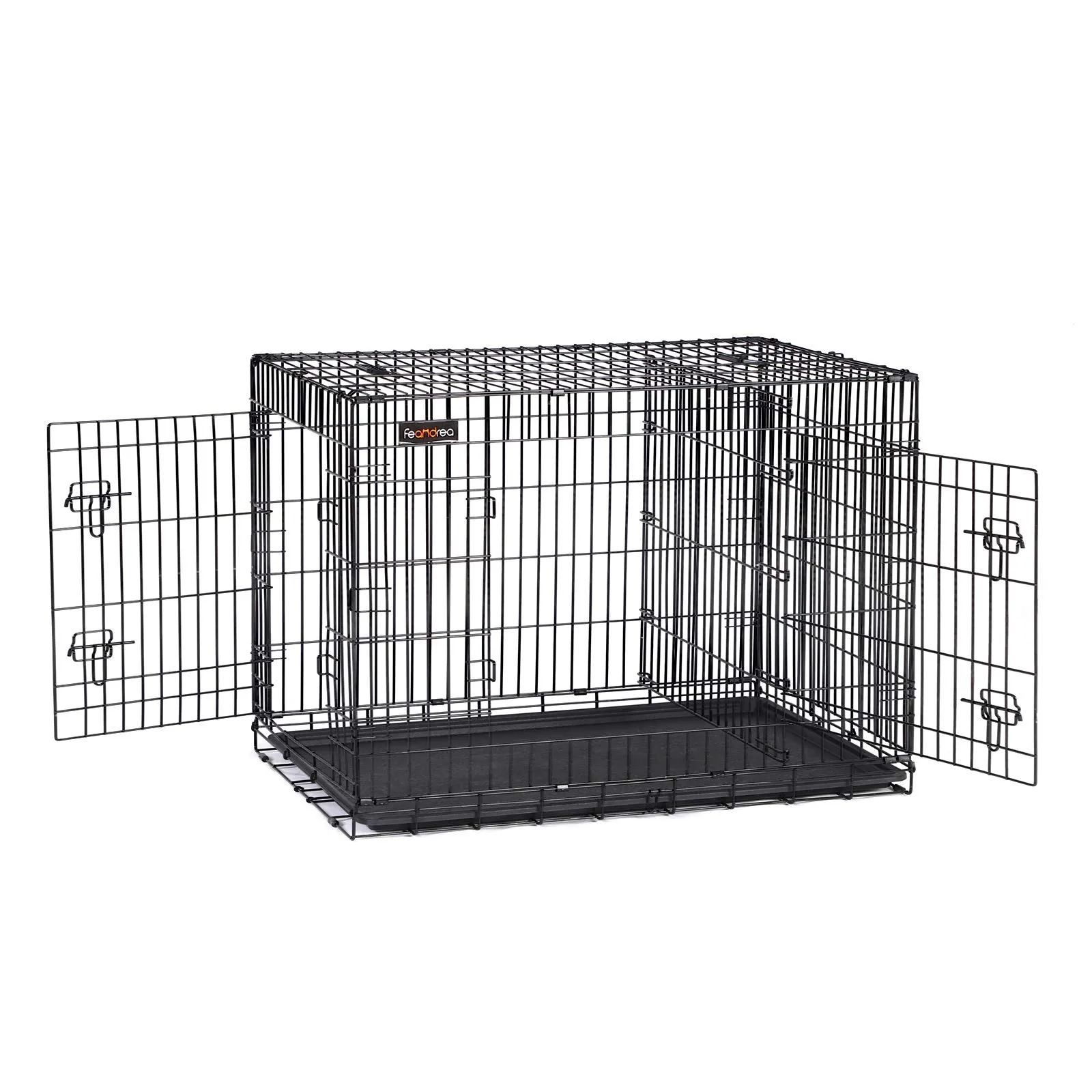 Feandrea Gabbia per Cani Pieghevole con 2 Porte, Divisorio e Vassoio Rimovibile, 92,5 x 57,5 x 64 cm, L, Nero PPD36BK - immagine 1