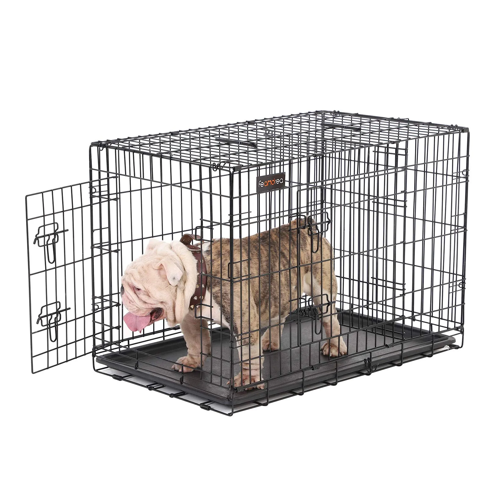 Feandrea Gabbia per Cani Pieghevole con 2 Porte, Divisorio e Vassoio Rimovibile, 92,5 x 57,5 x 64 cm, L, Nero PPD36BK - immagine 8