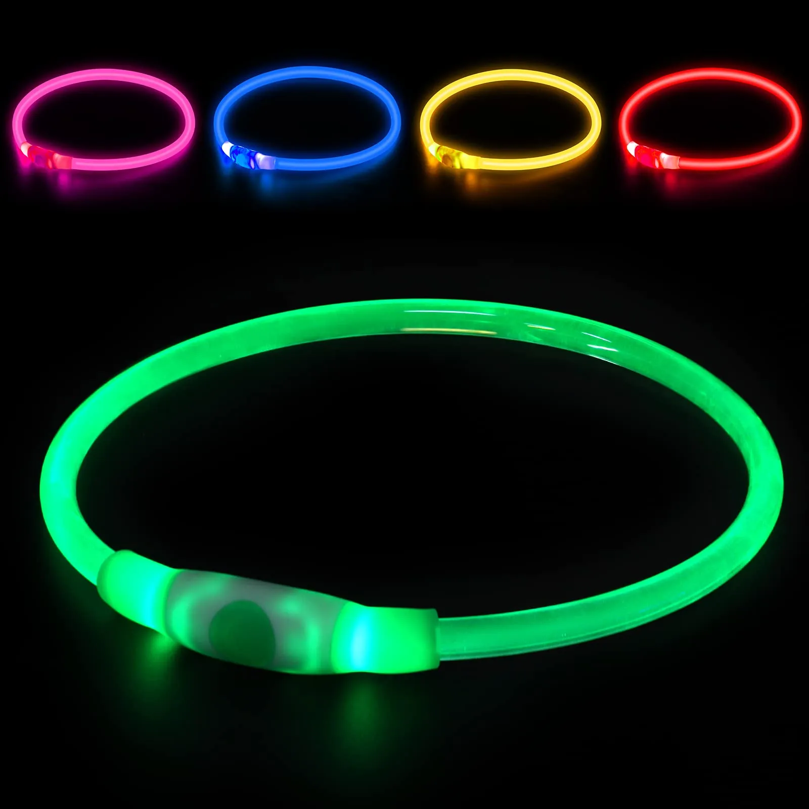 AUAUY Collare Luminoso per Cani LED Ricaricabile USB, Regolabile, Verde - immagine 8