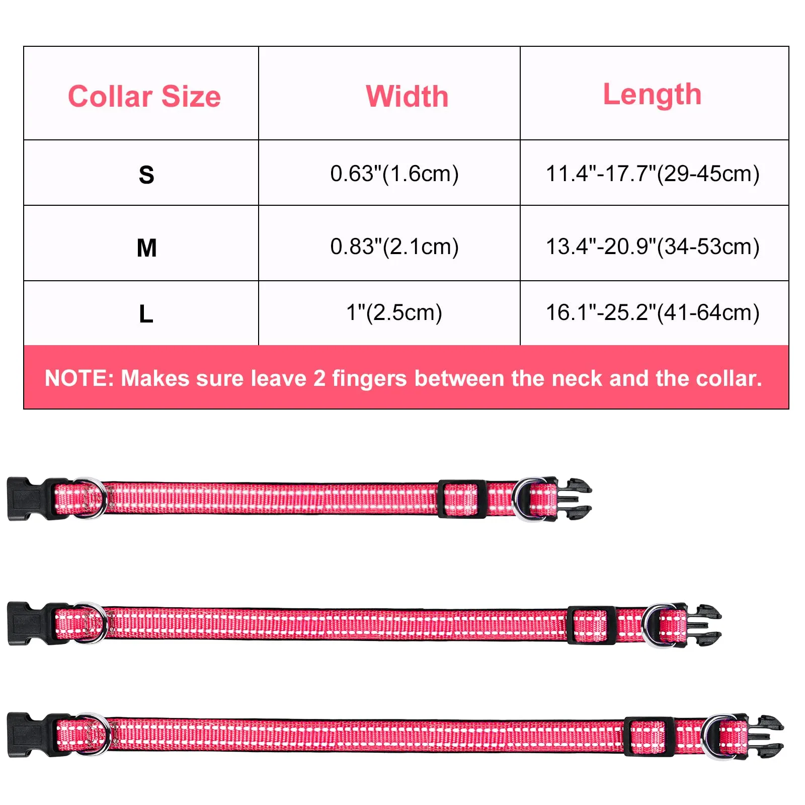 AUAUY Collare Cane in Nylon Riflettente Regolabile con Doppia D, Rossa, S - immagine 7