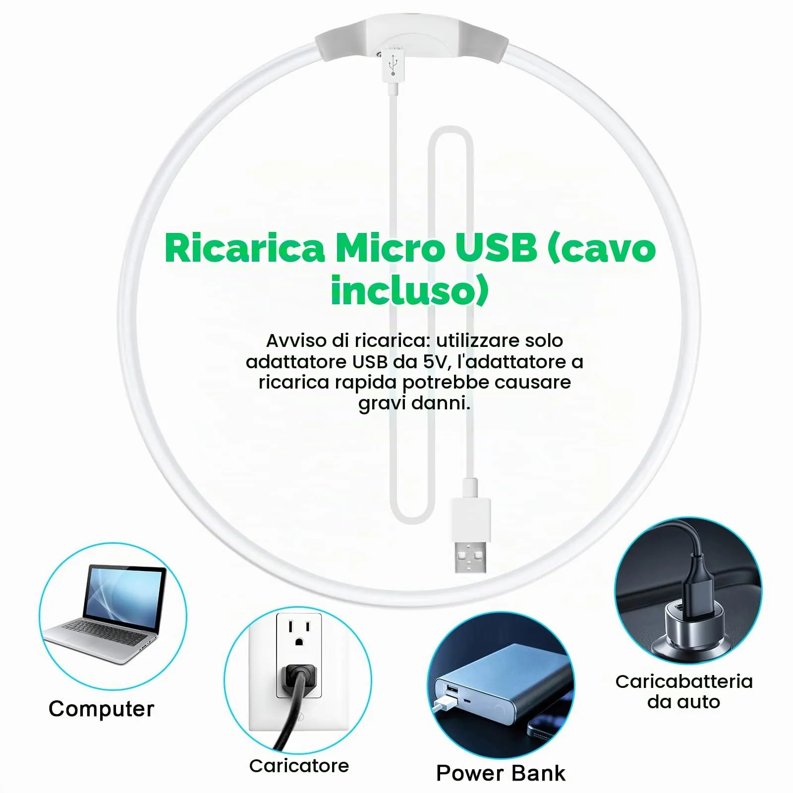 AUAUY Collare Luminoso per Cani LED Ricaricabile USB Regolabile Colorato - immagine 4