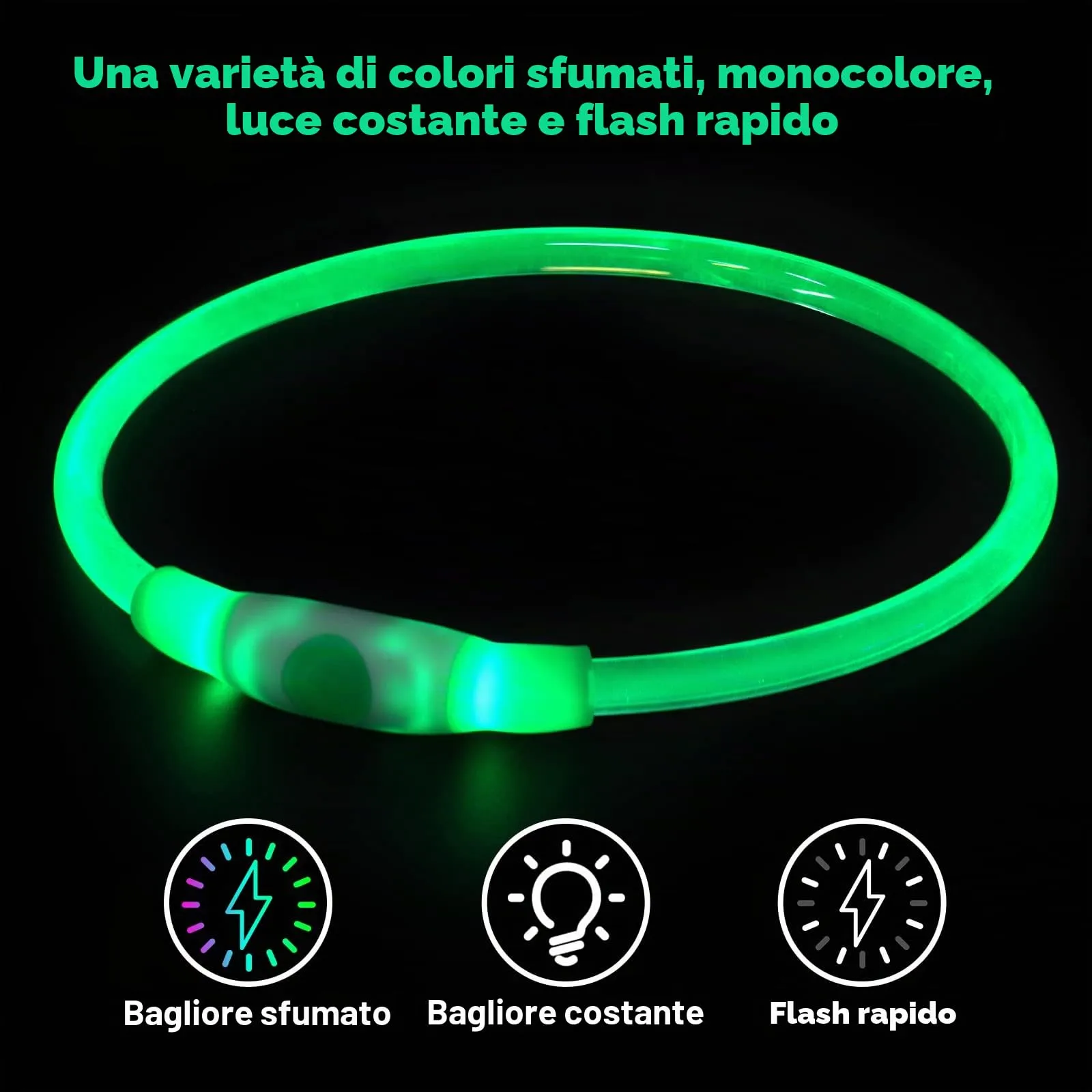 AUAUY Collare Luminoso per Cani LED Ricaricabile USB Regolabile Colorato - immagine 5