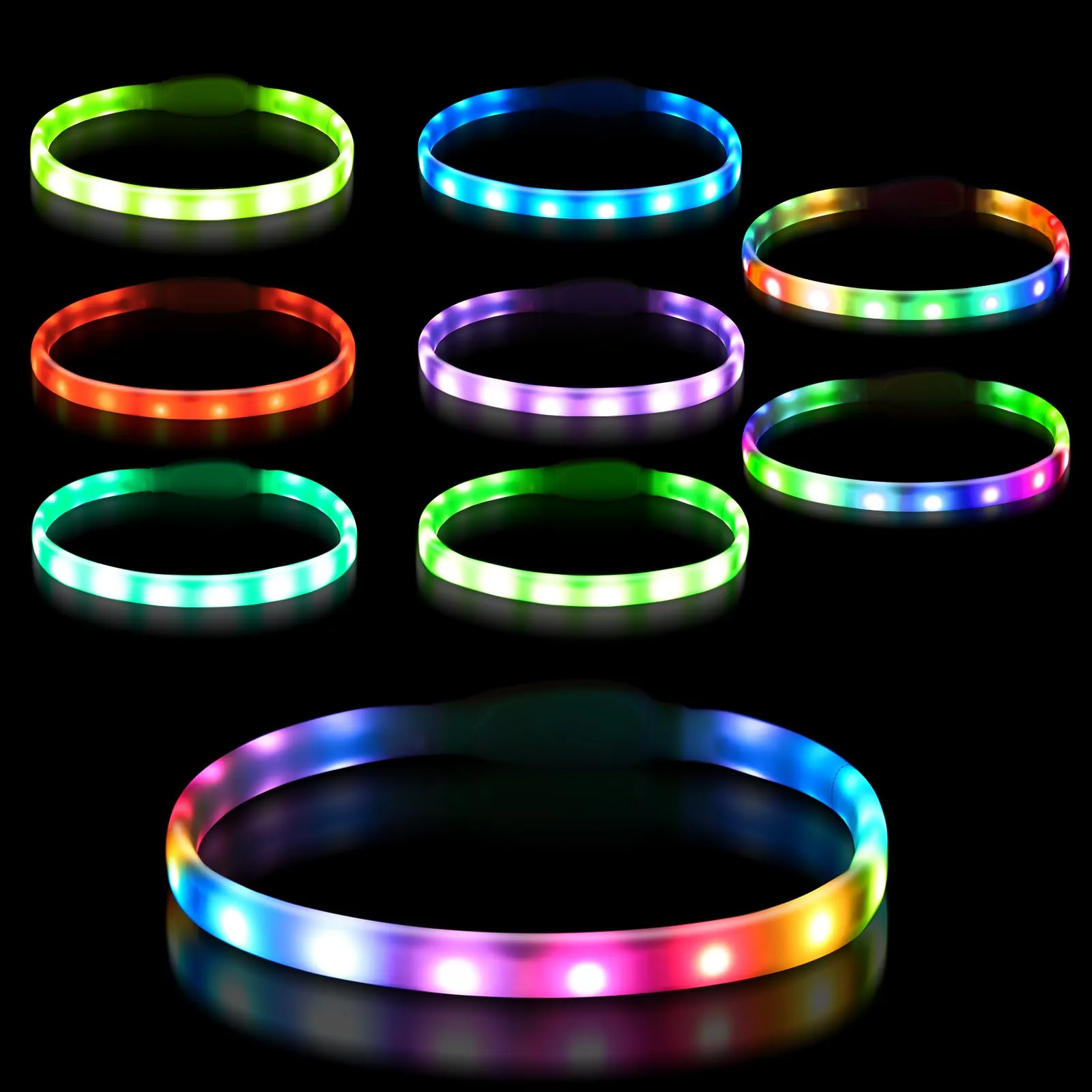 AUAUY Collare Luminoso per Cani, USB Ricaricabile, Regolabile, Multicolore - immagine 8