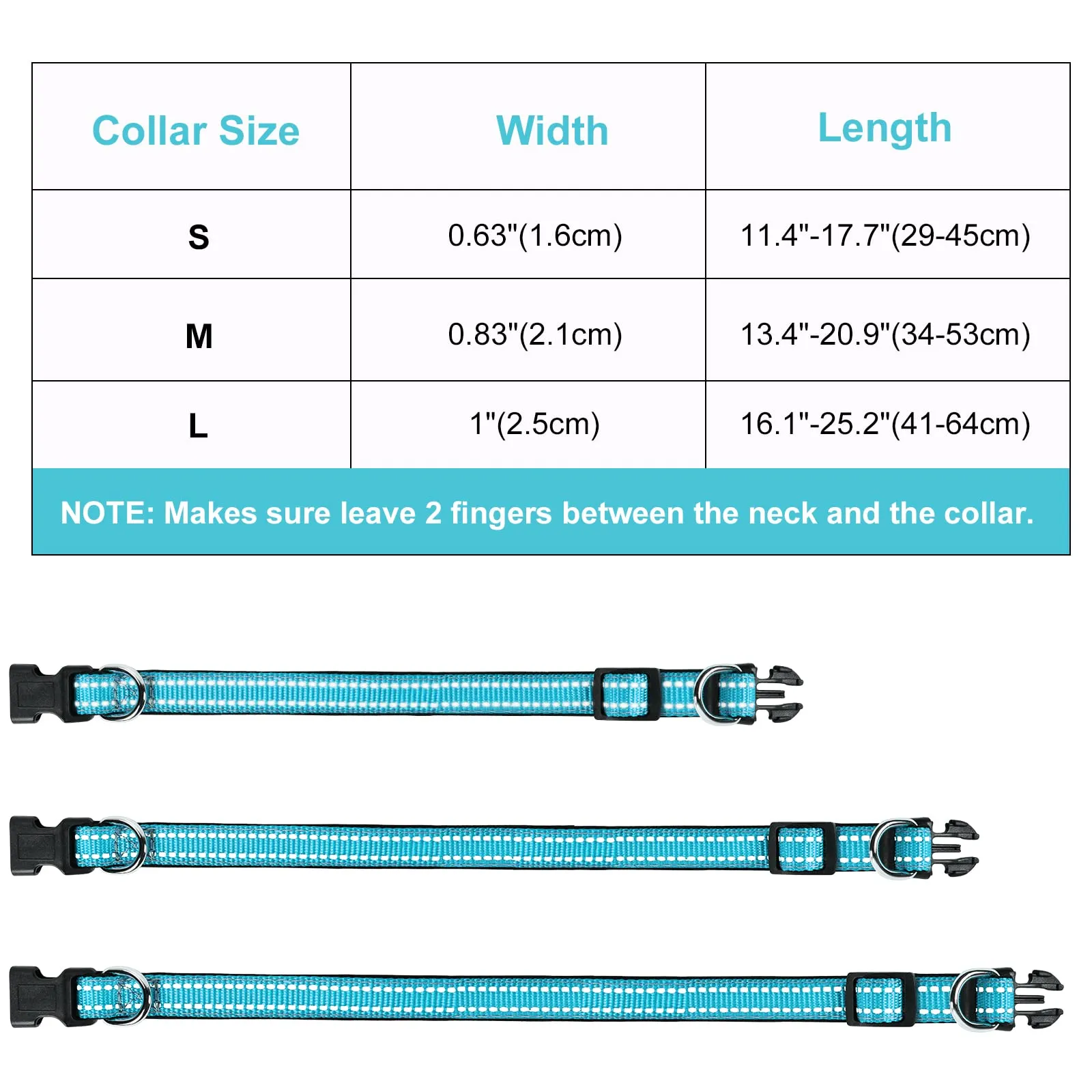 AUAUY Collare per Cani in Nylon Riflettente, Imbottito con Doppia D e Fibbia Staccabile, Lago Blu, Taglia S - immagine 7