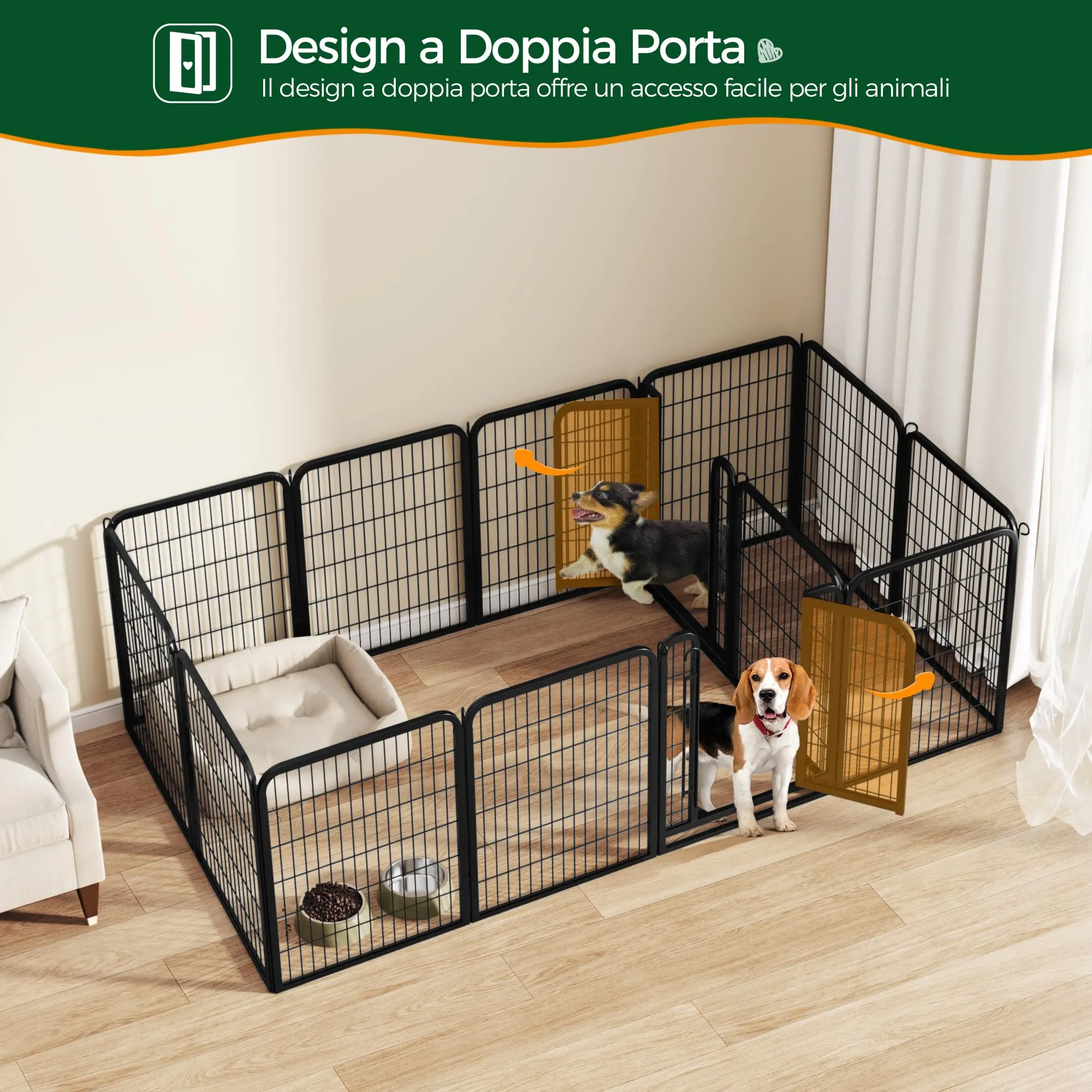 Yaheetech Recinto per Cani da Interno e Esterno, 12 Pezzi, 65 x 80 cm, Nero - immagine 6