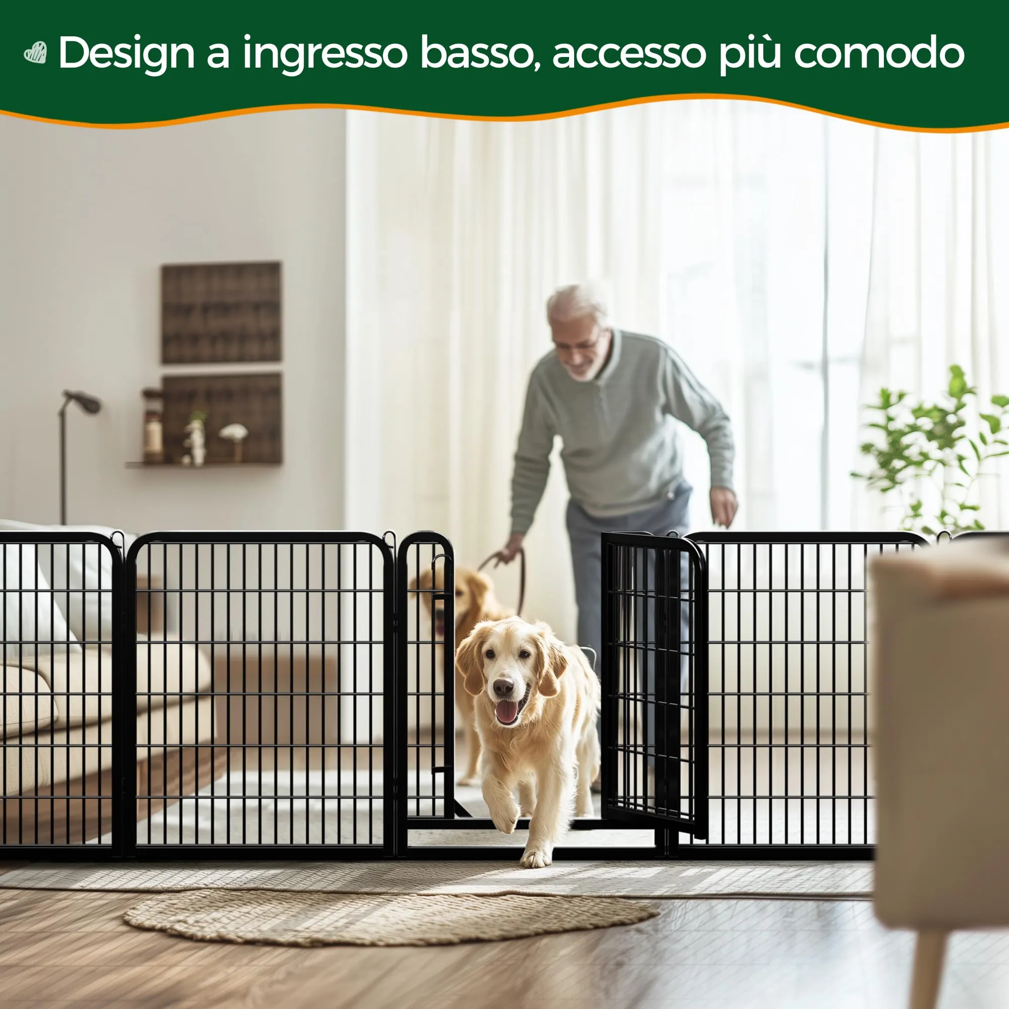 Yaheetech Recinto per Cani da Interno e Esterno, 12 Pezzi, 65 x 80 cm, Nero - immagine 7