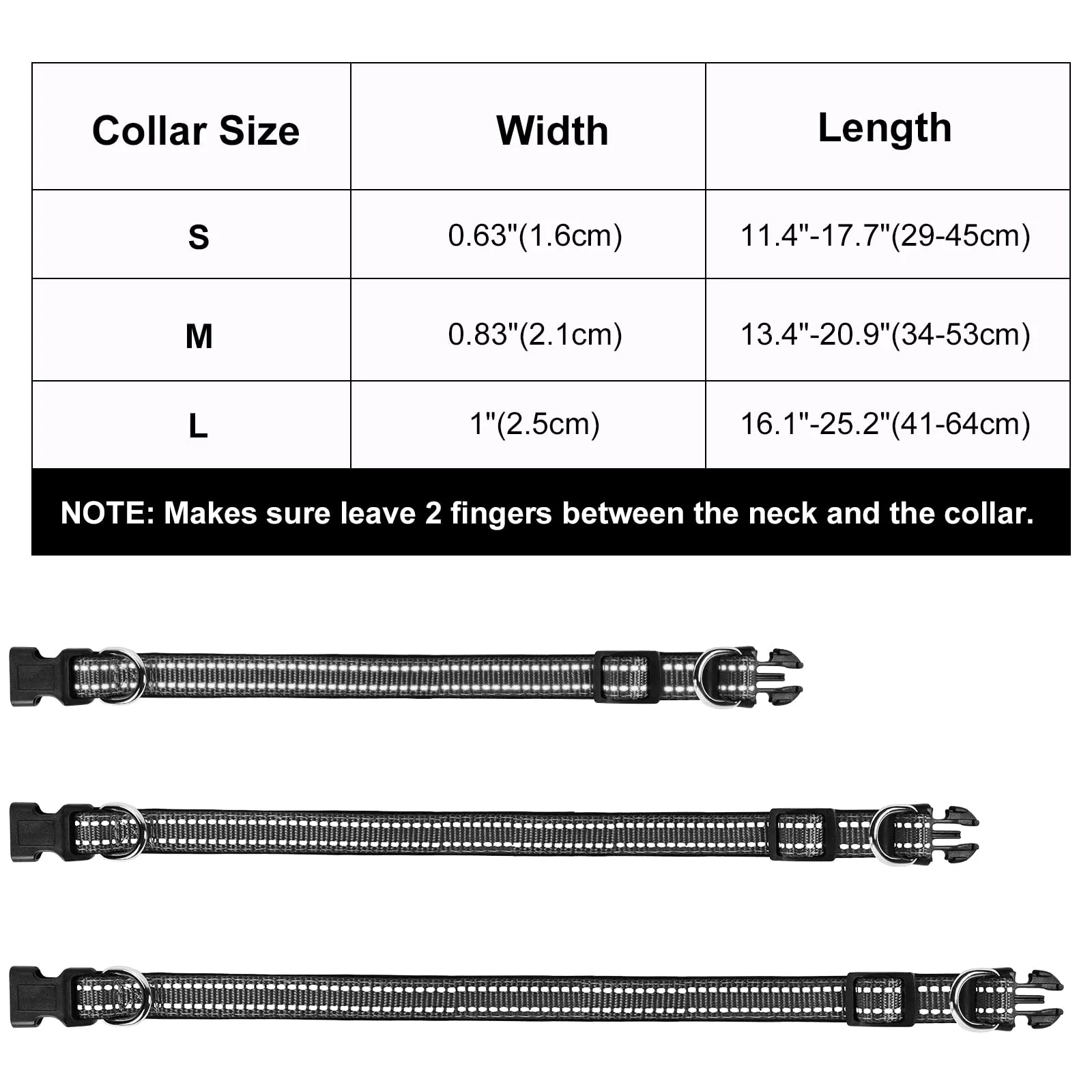 AUAUY Collare Cane in Nylon Riflettente, Regolabile, Doppia D, Nero, S - immagine 7
