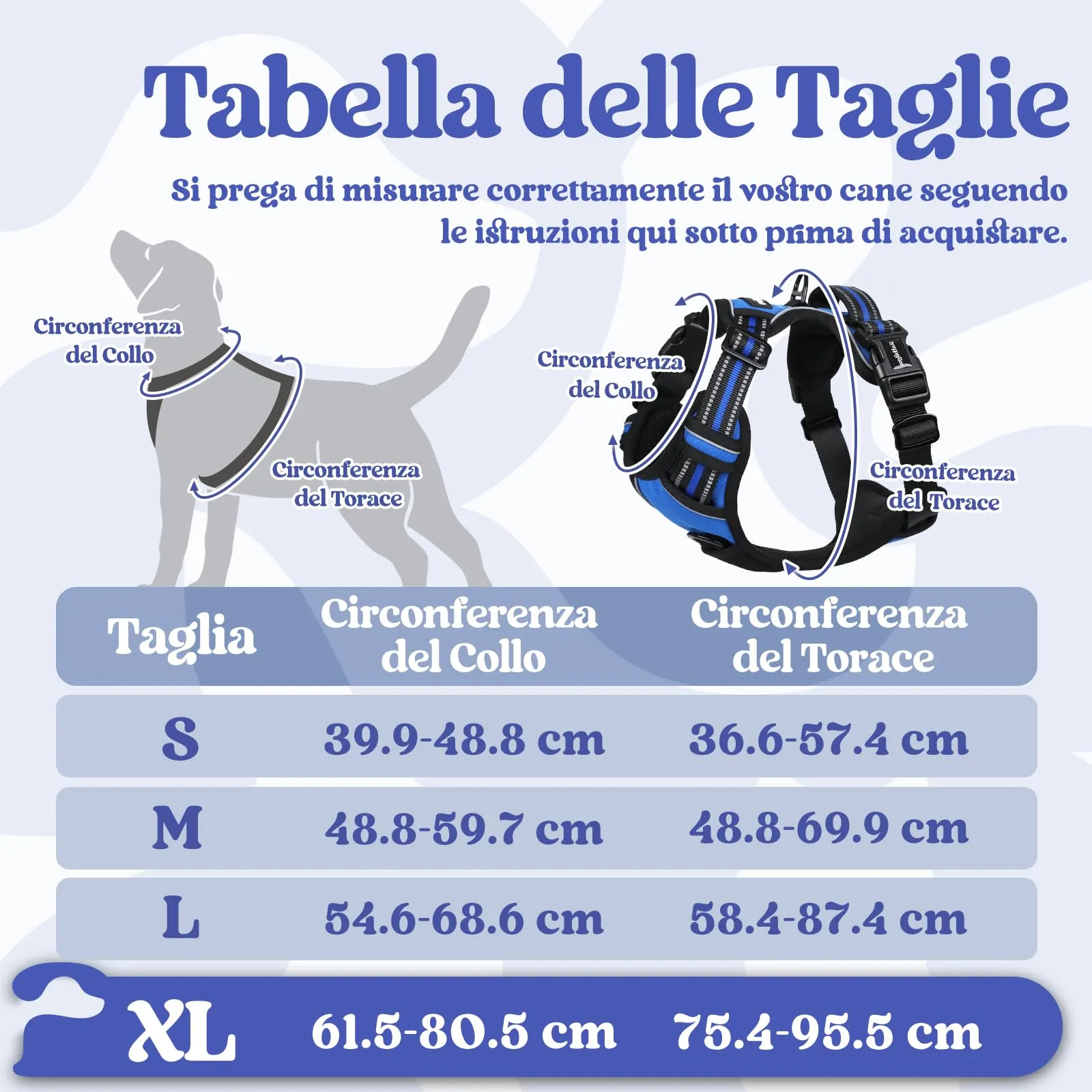 rabbitgoo Pettorina Cane Antifuga ad H con Maniglia e Bande Riflettenti, Blu, XL - immagine 2
