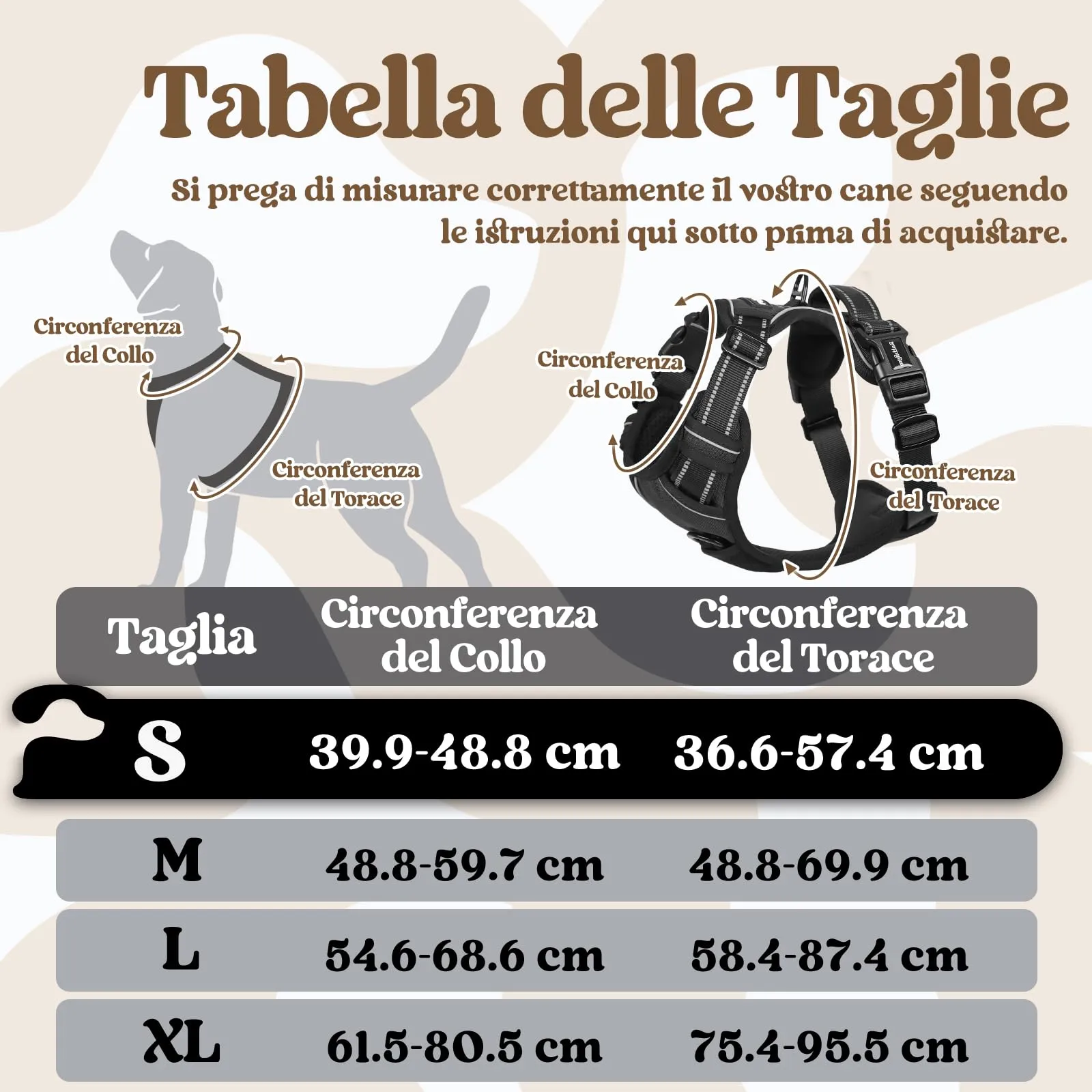 rabbitgoo Pettorina Cane Antifuga ad H con Maniglia e Bande Riflettenti, Nera, S - immagine 2