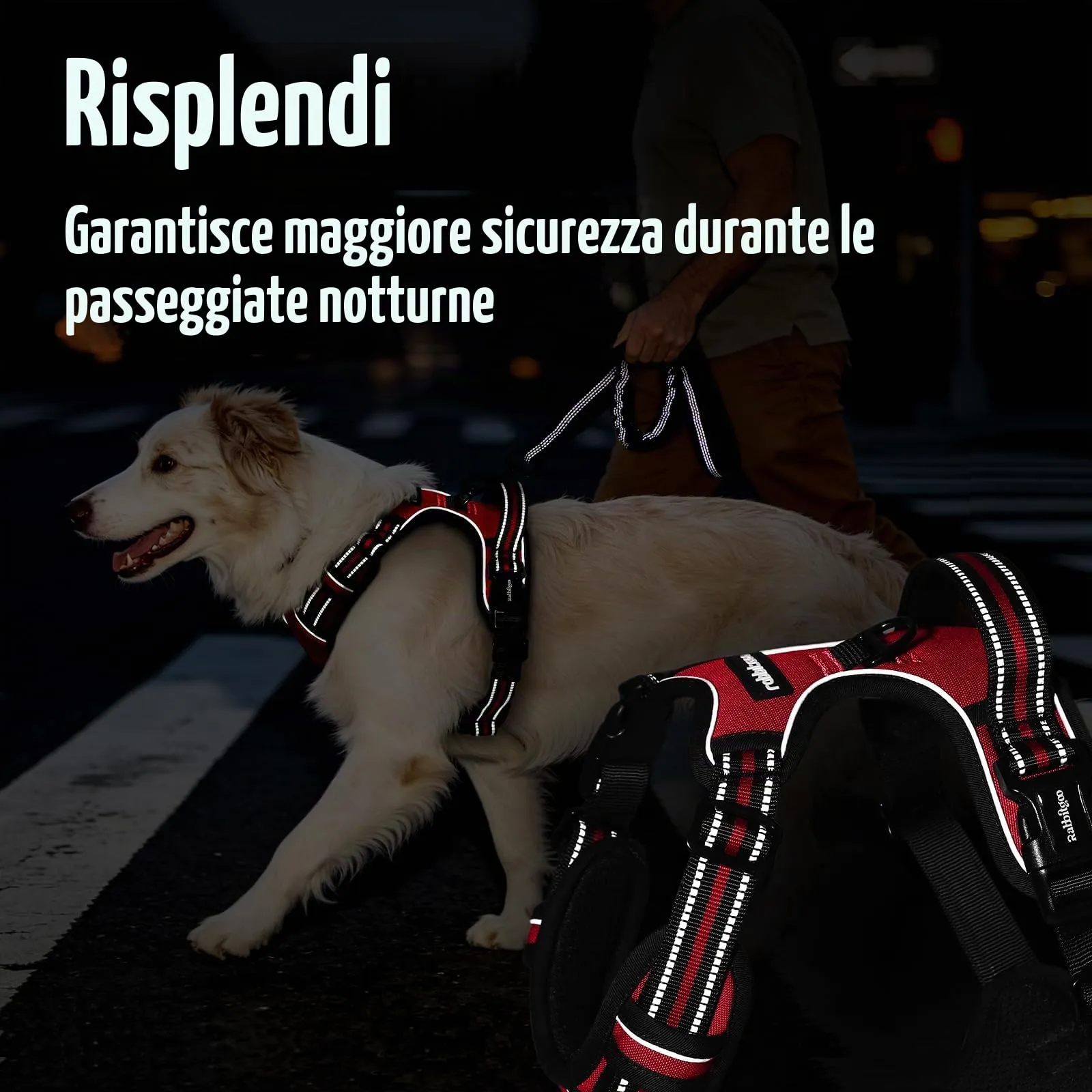 rabbitgoo Pettorina Cane Antifuga ad H, Rossa, XL - immagine 9