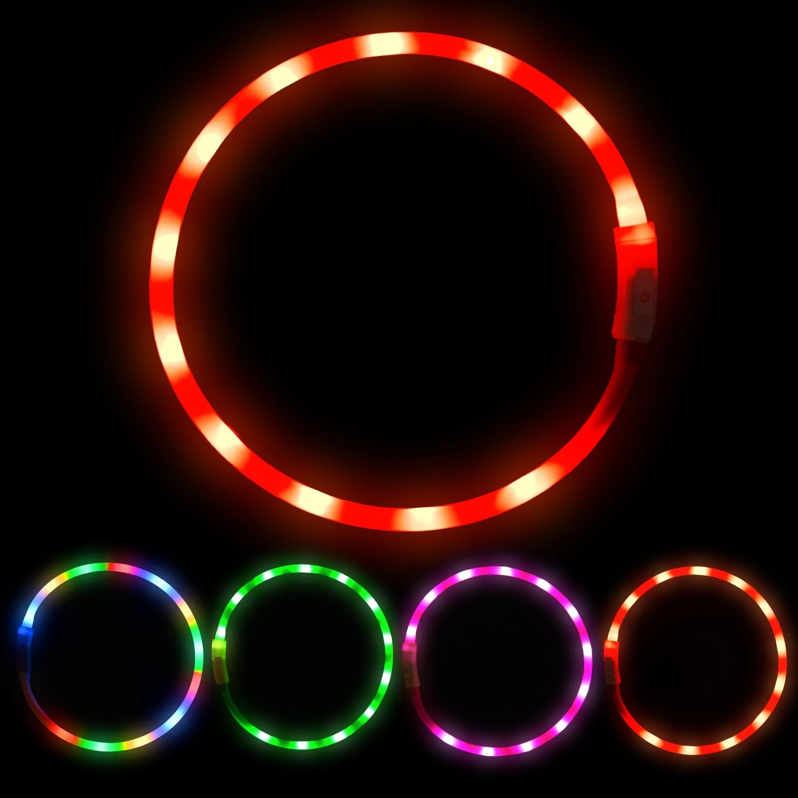 AUAUY Collare Luminoso per Cani LED Ricaricabile USB Regolabile, Rosso - immagine 8