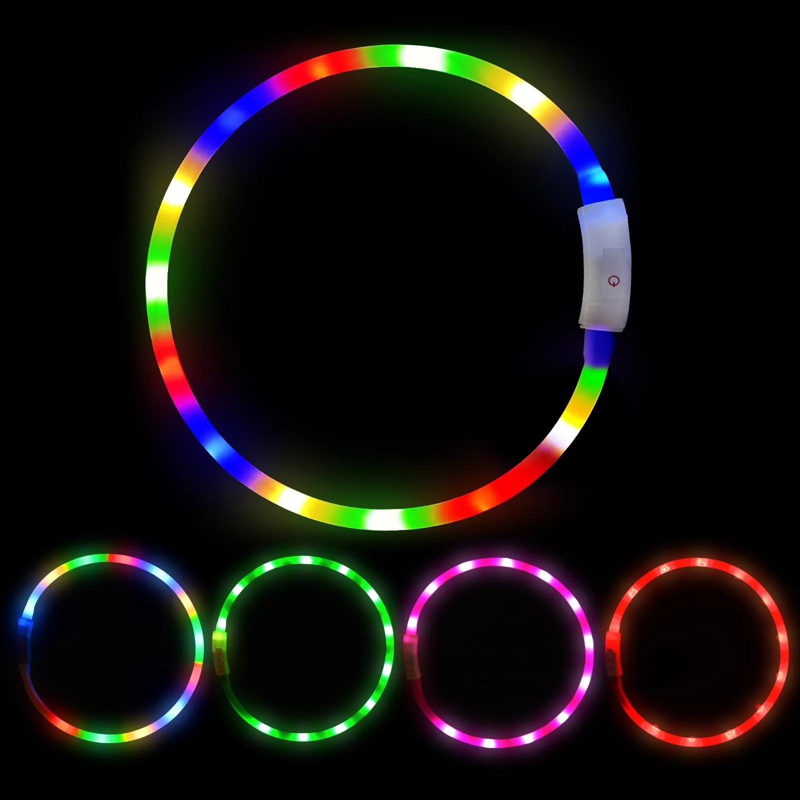AUAUY Collare Luminoso per Cani LED Ricaricabile USB Regolabile Colorato - immagine 9