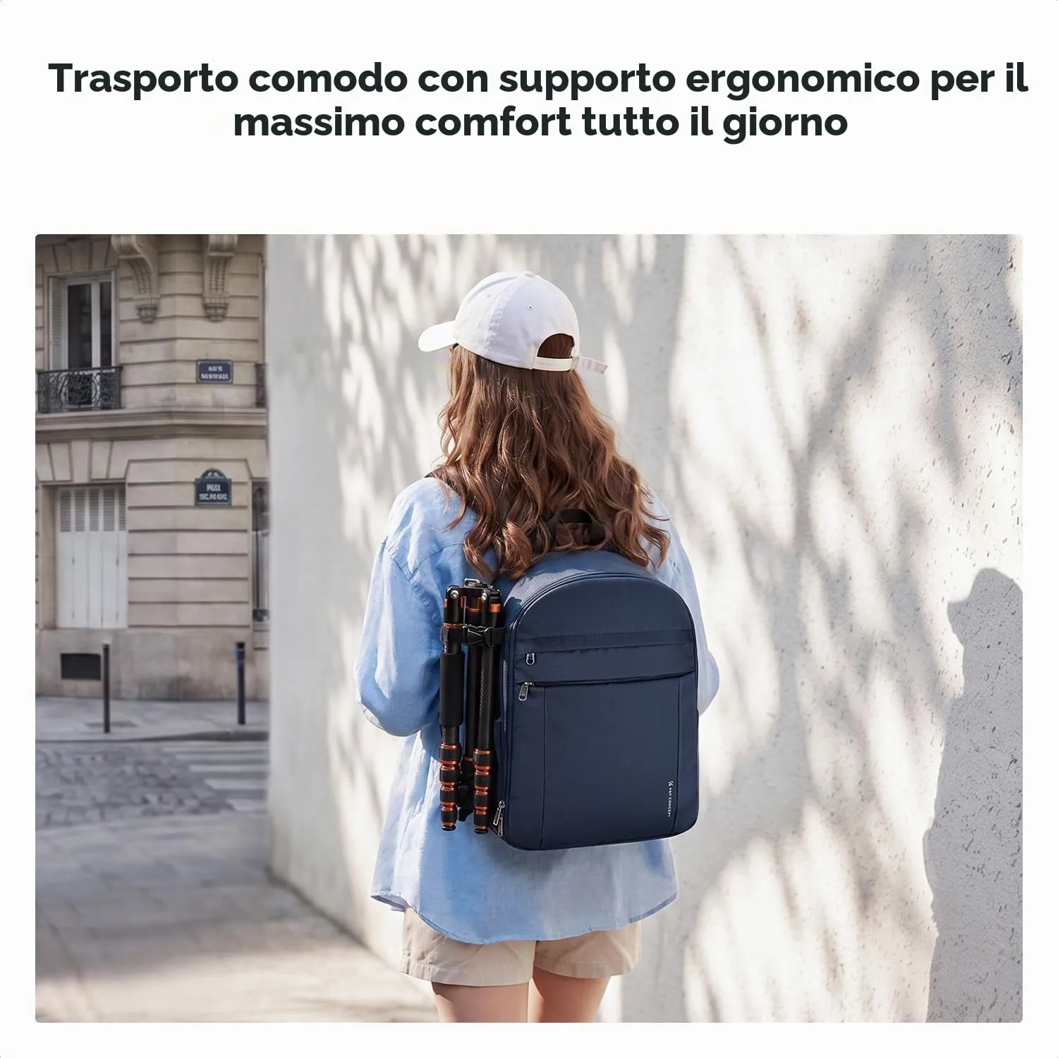 K&F CONCEPT Zaino Foto Compatto 13L Parapioggia Impermeabile - Blu Scuro - immagine 2