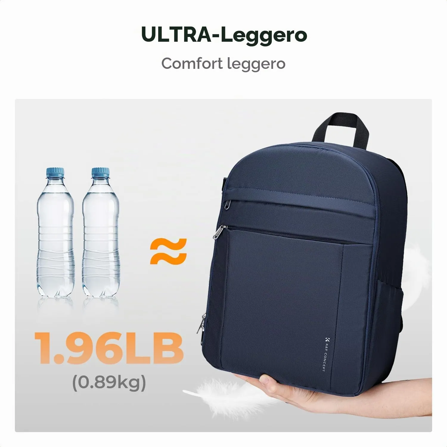 K&F CONCEPT Zaino Foto Compatto 13L Parapioggia Impermeabile - Blu Scuro - immagine 5