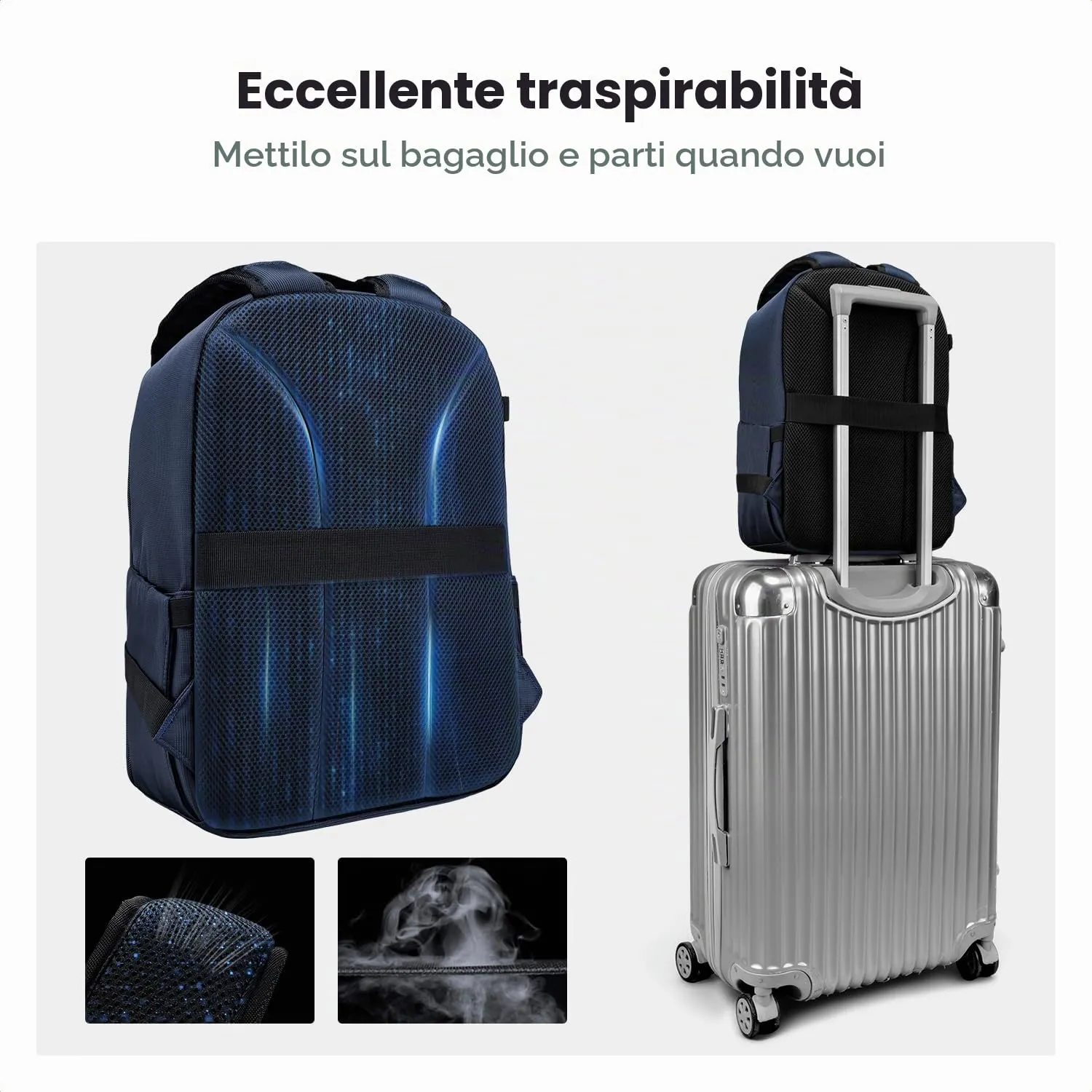 K&F CONCEPT Zaino Foto Compatto 13L Parapioggia Impermeabile - Blu Scuro - immagine 8