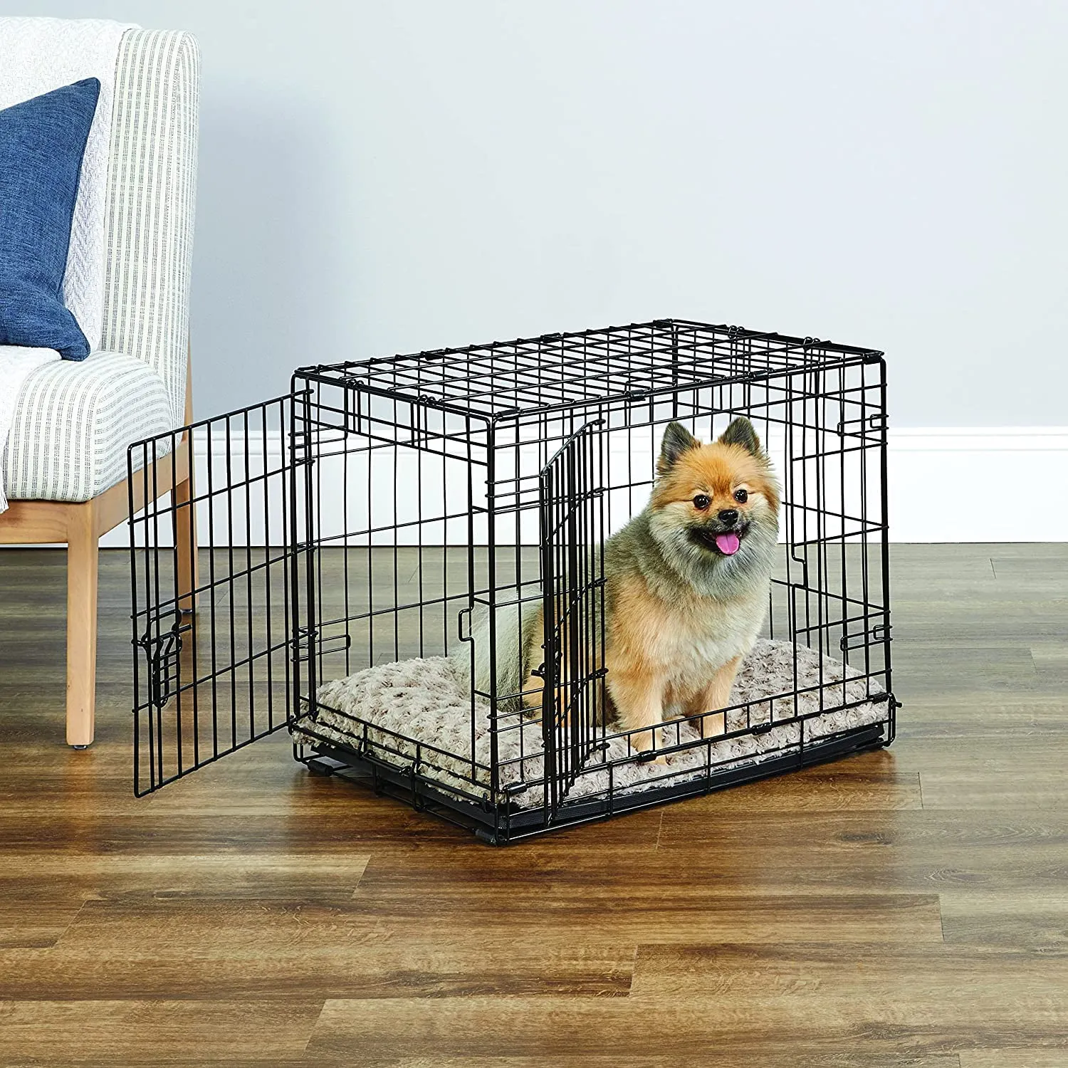 New World Gabbia per cani a doppia porta pieghevole in metallo 61 cm con vaschetta a prova di perdite - immagine 2