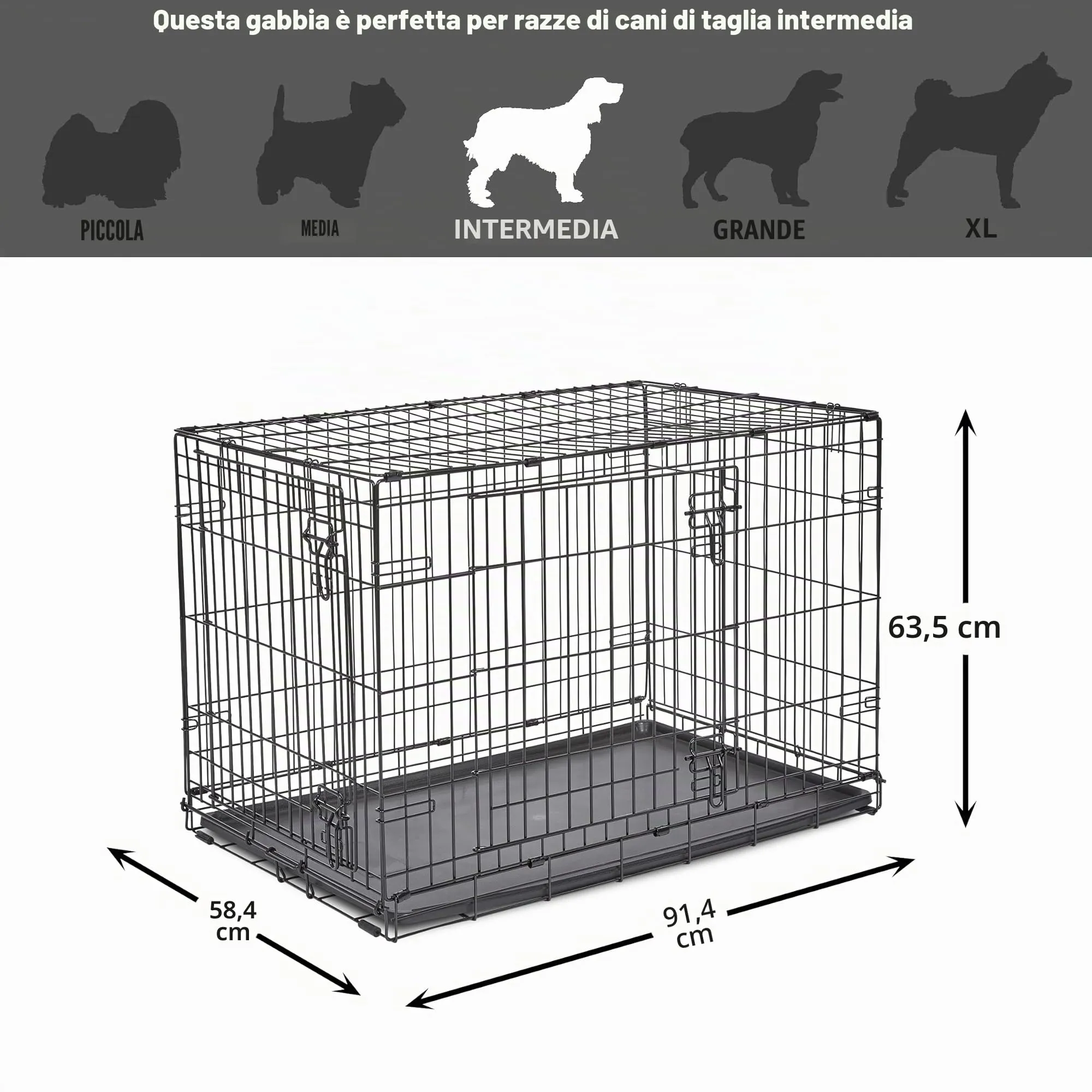 New World Gabbia per cani in metallo pieghevole con porta doppia, 91 cm, con vaschetta a prova di perdite - immagine 7