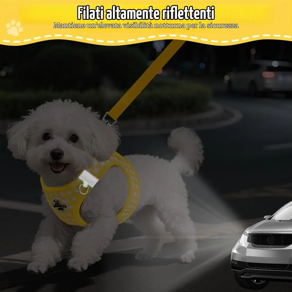 OFFCUP Set Imbracatura e Guinzaglio Traspirante per Cani e Gatti, Giallo, Taglia M - immagine 5