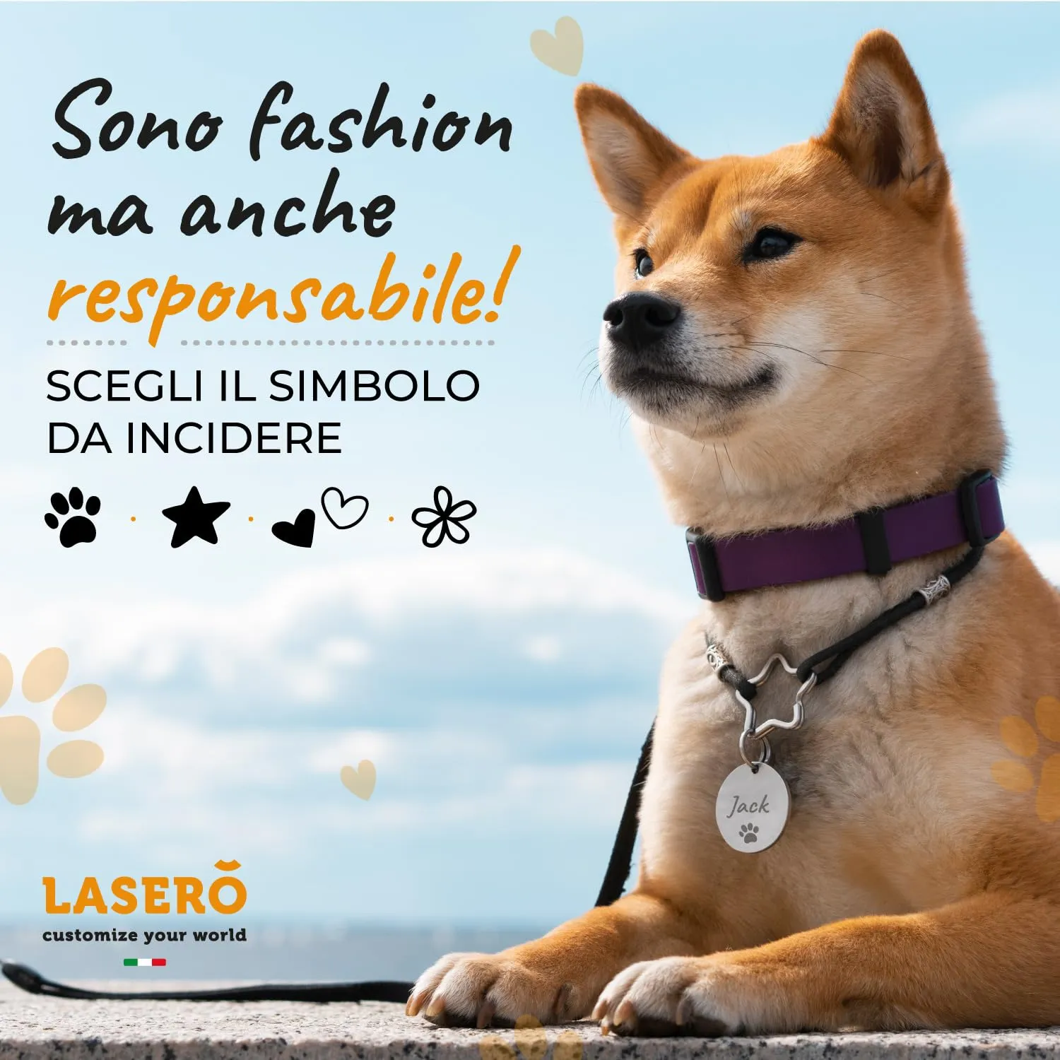 LASERO' Medaglietta Cane e Gatto Personalizzata Tonda in Acciaio, 3 Colori (Nero, Argento, Oro) - immagine 3