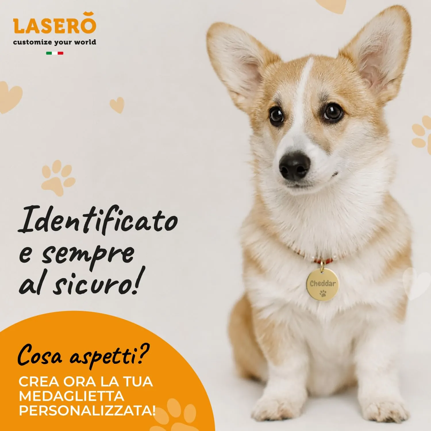 LASERO' Medaglietta Cane e Gatto Personalizzata Tonda in Acciaio, 3 Colori (Nero, Argento, Oro) - immagine 6