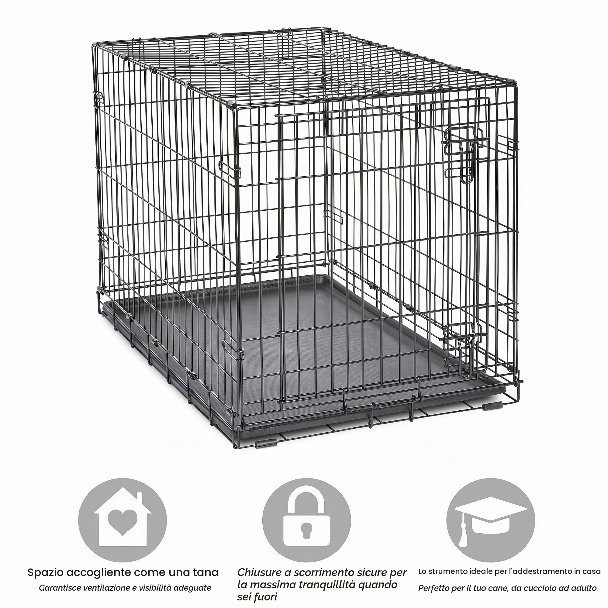 New World Gabbia per cani in metallo pieghevole, 91 cm, Nero - immagine 3