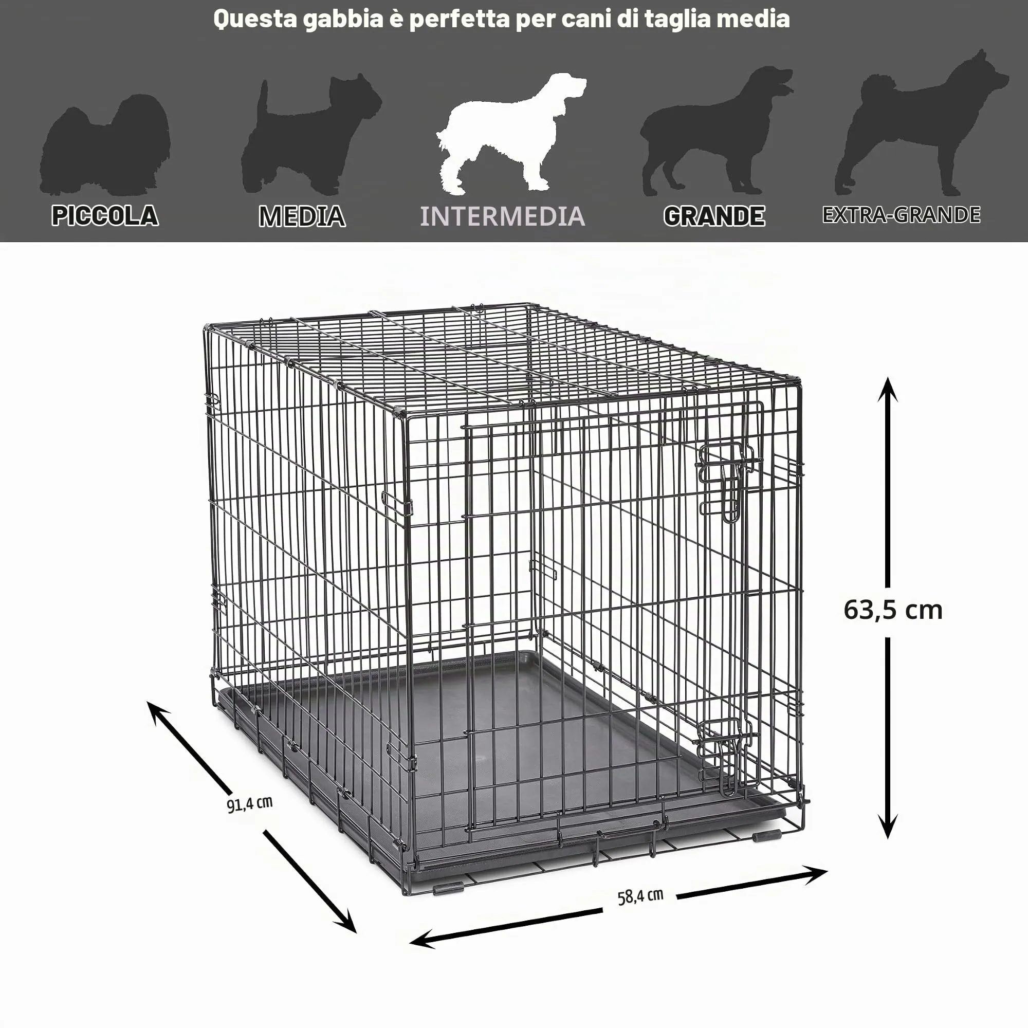 New World Gabbia per cani in metallo pieghevole, 91 cm, Nero - immagine 7