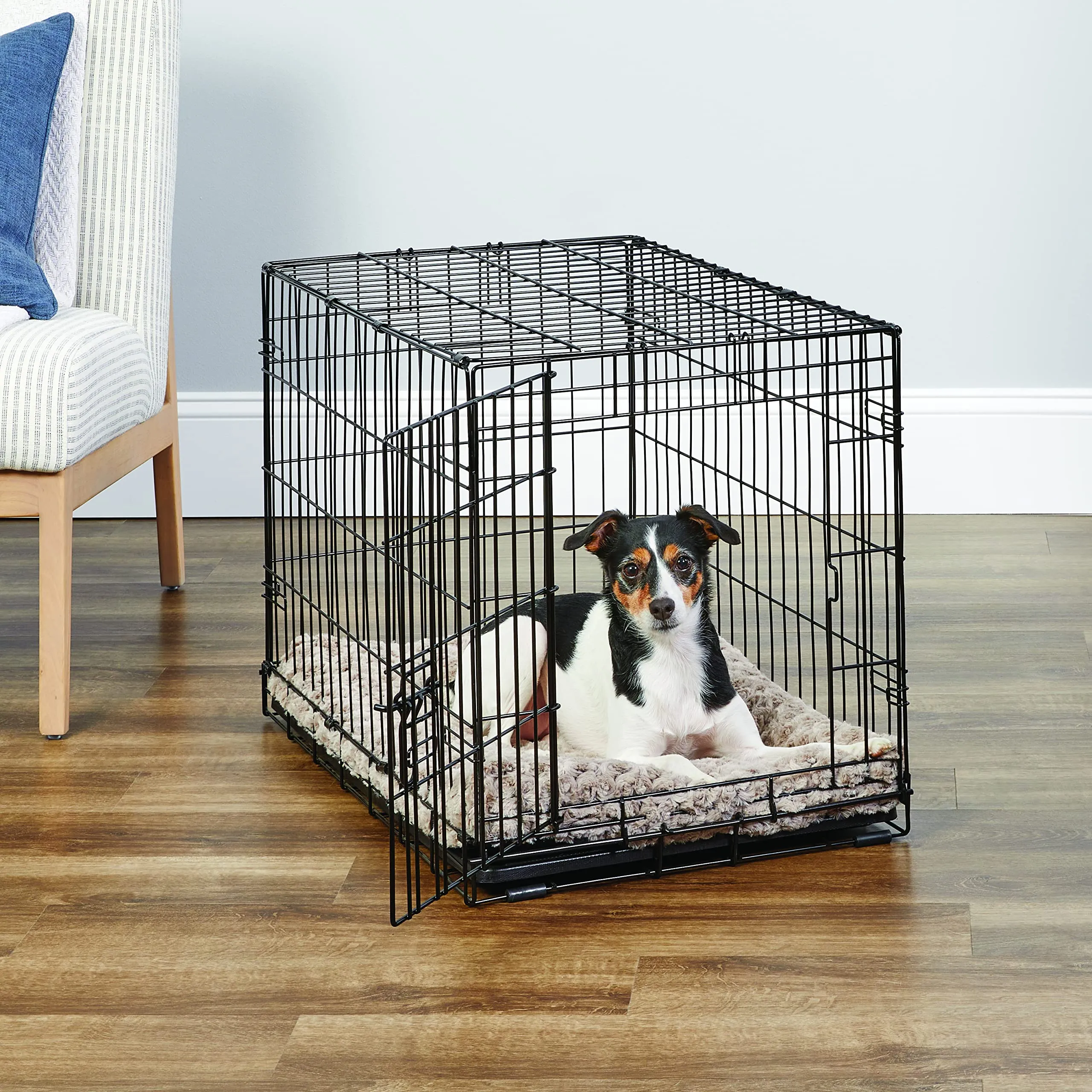 New World Gabbia per cani in metallo pieghevole con porta singola e vaschetta a prova di perdite, 76 cm, Nero - immagine 2