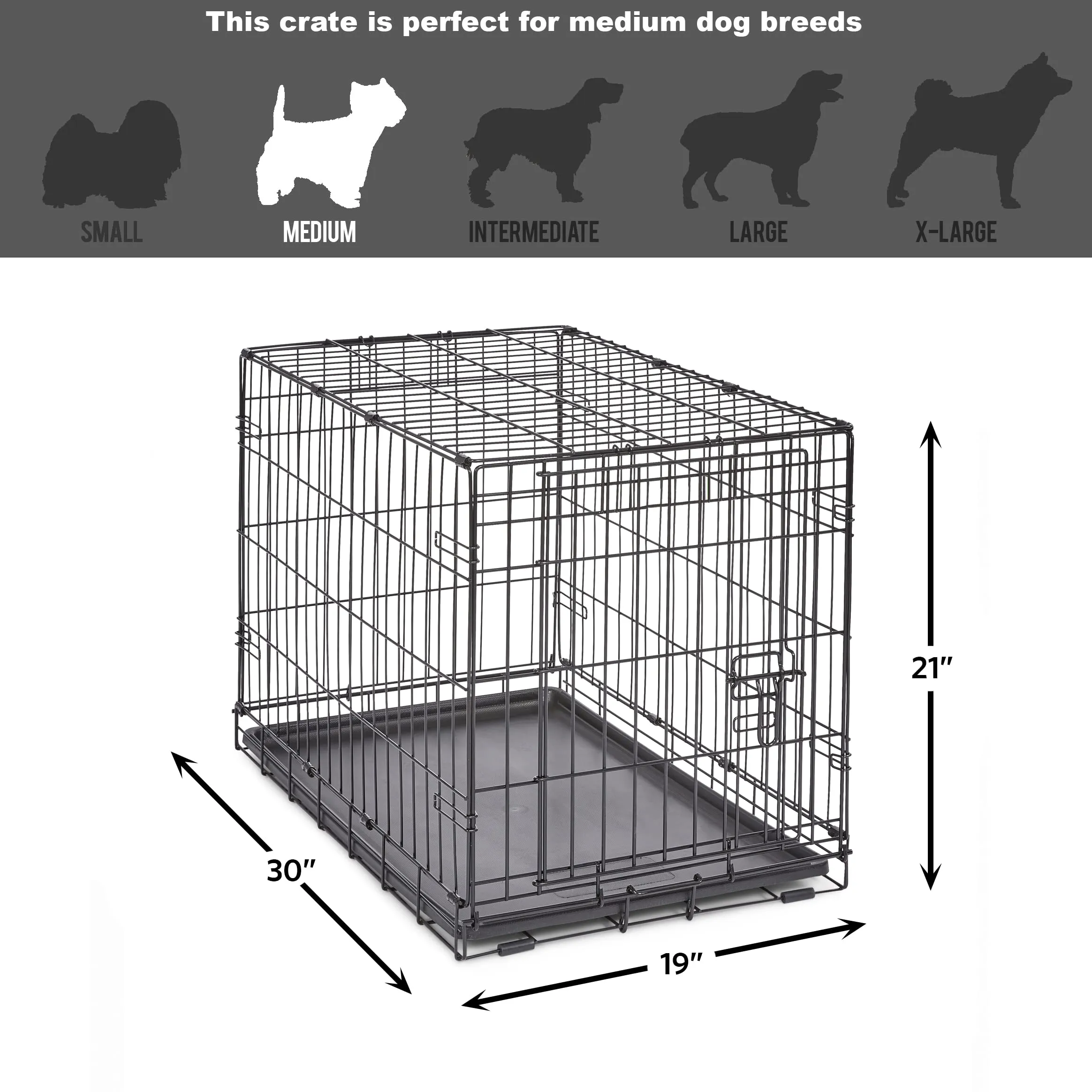 New World Gabbia per cani in metallo pieghevole con porta singola e vaschetta a prova di perdite, 76 cm, Nero - immagine 7